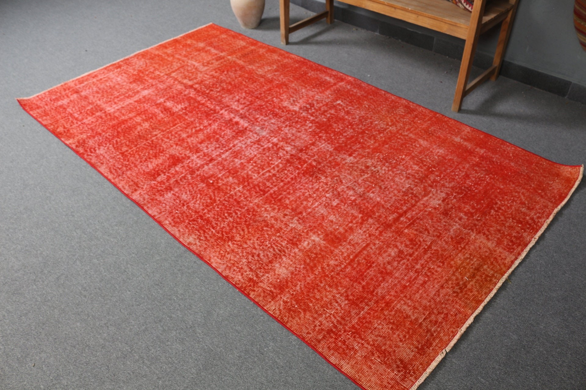 Nursery Rug, Bedroom Rugs, Vintage Rug, Turkey Rug, Red Oushak Rugs, Rugs for Kitchen, Turkish Rug, 4.6x8.1 ft Area Rug