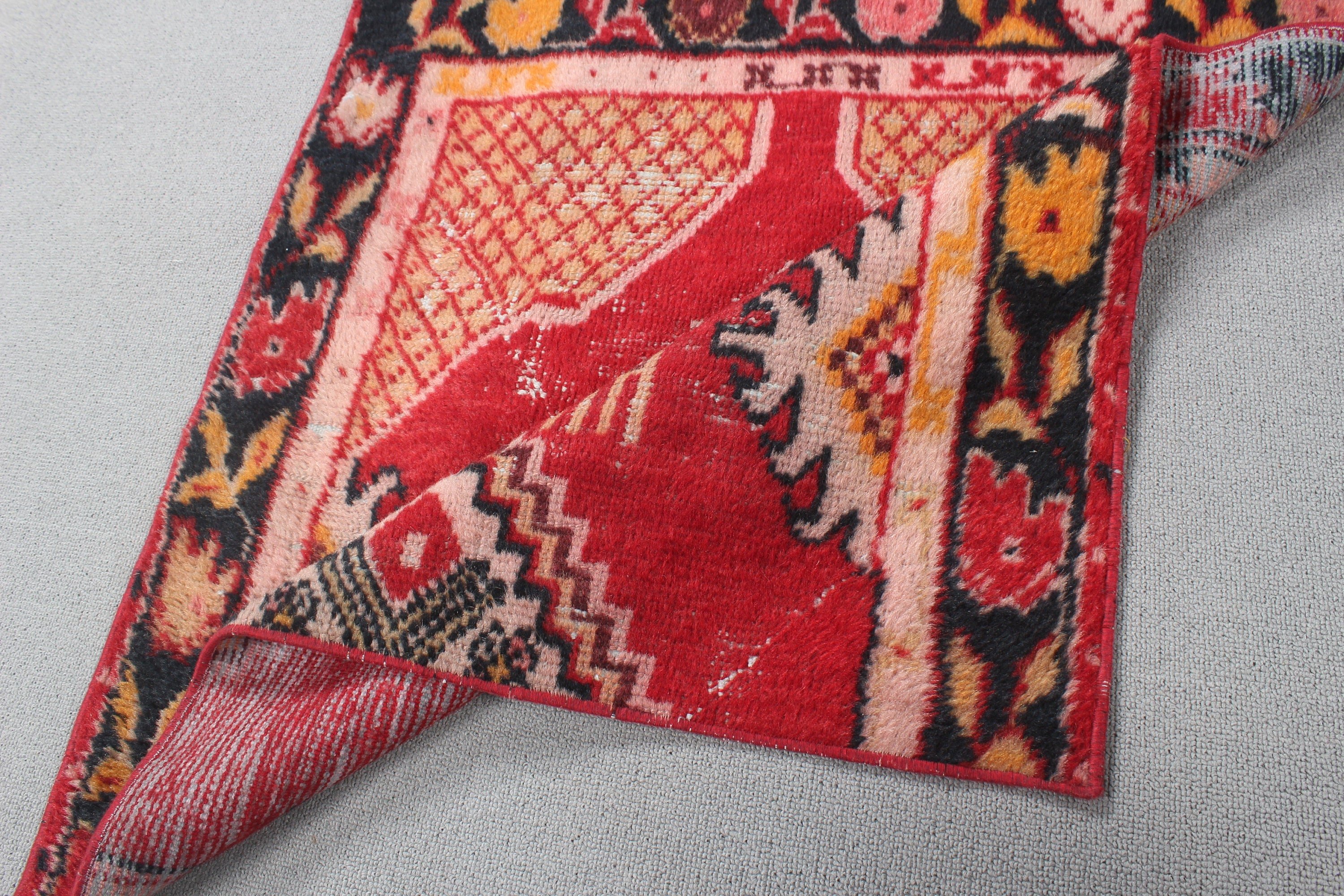 Car Mat Rug, Oriental Rug, 2.4x2.4 ft Small Rugs, Wool Rugs, Red Home Decor Rug, Small Area Rug, Artistic Rugs, Turkish Rug, Vintage Rugs