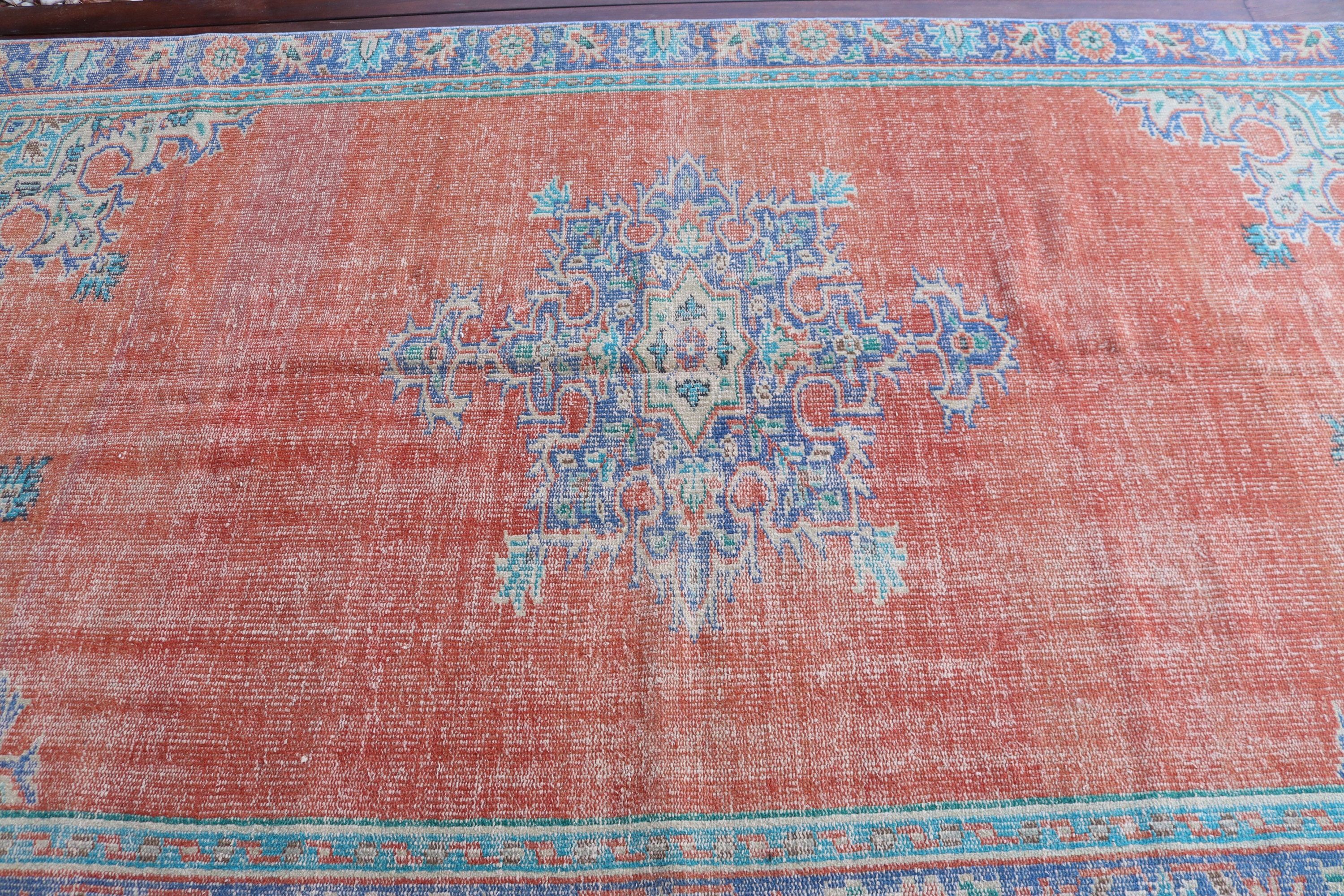 Türk Halıları, Salon Halıları, Vintage Halılar, Ev Dekorasyonu Halıları, Kırmızı Oryantal Halılar, 5.5x8.8 ft Büyük Halı, Büyük Oushak Halısı, El Dokuma Halılar