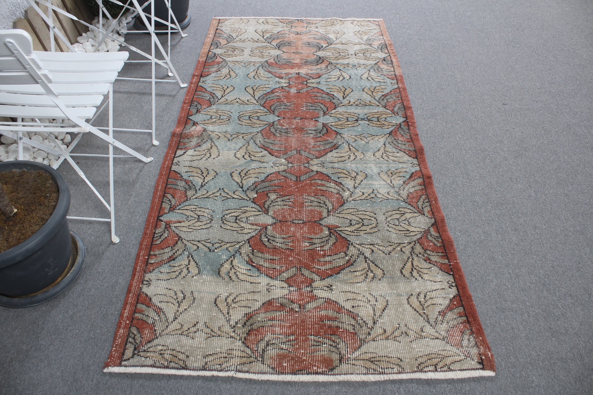 Bedroom Rug, Oriental Rug, Rugs for Area, Vintage Rug, Turkish Rug, 3.6x7 ft Area Rug, Blue Oushak Rug, Antique Rug, Dining Room Rugs