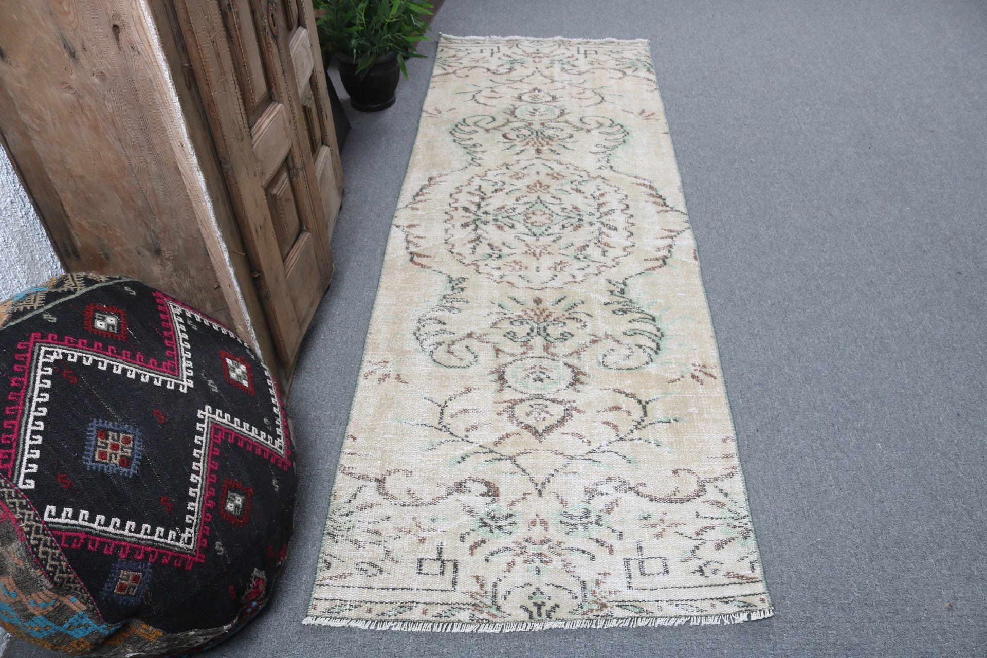 Home Decor Rug, 2.7x7.8 ft Runner Rugs, Beige Handwoven Rugs, Beni Ourain Runner Rug, Turkish Rug, Floor Rug, Corridor Rug, Vintage Rugs