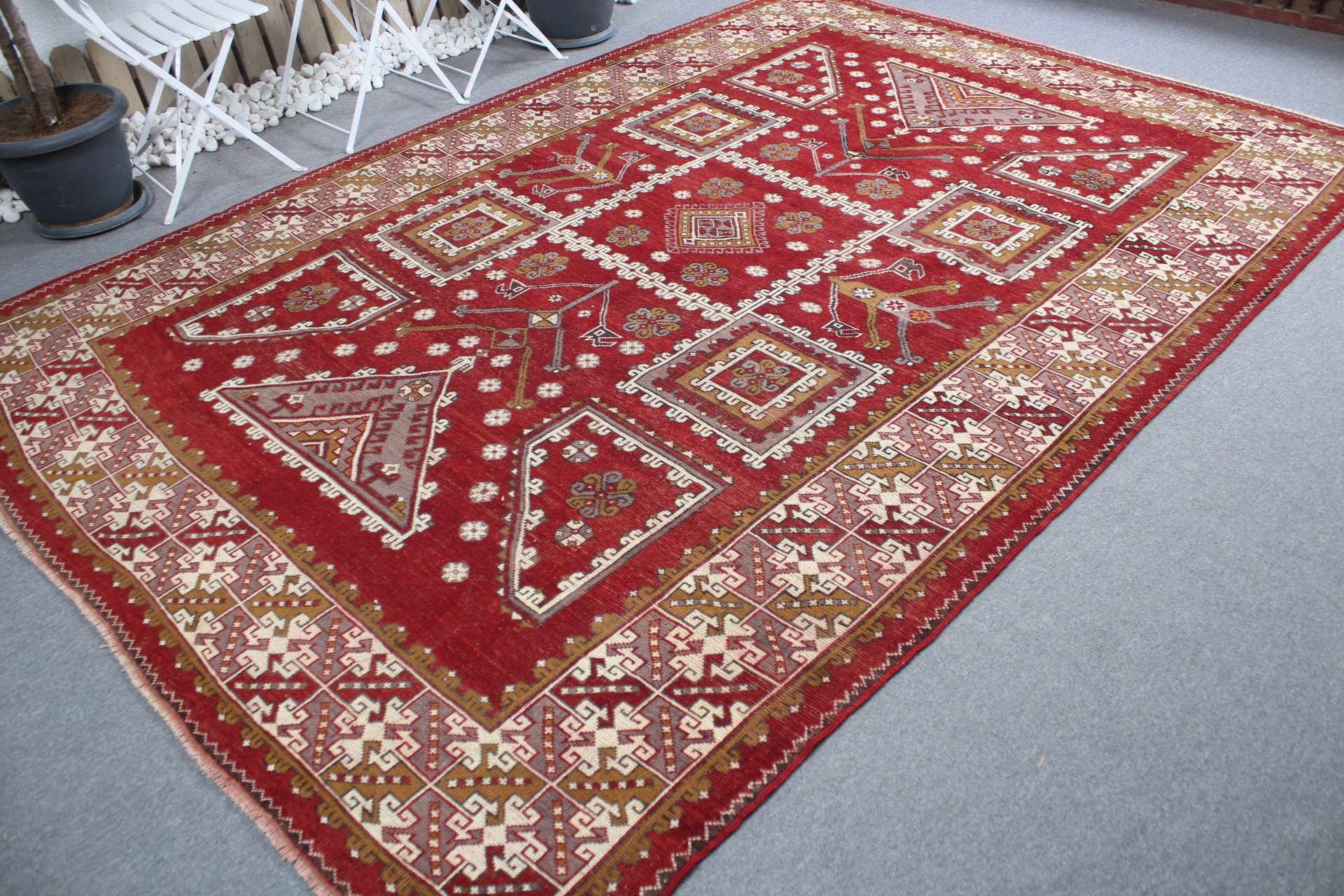 Living Room Rug, 7.6x10.7 ft Oversize Rug, Cool Rug, Saloon Rug, Vintage Rug, Antique Rug, Turkish Rug, Red Moroccan Rug, Abstract Rug