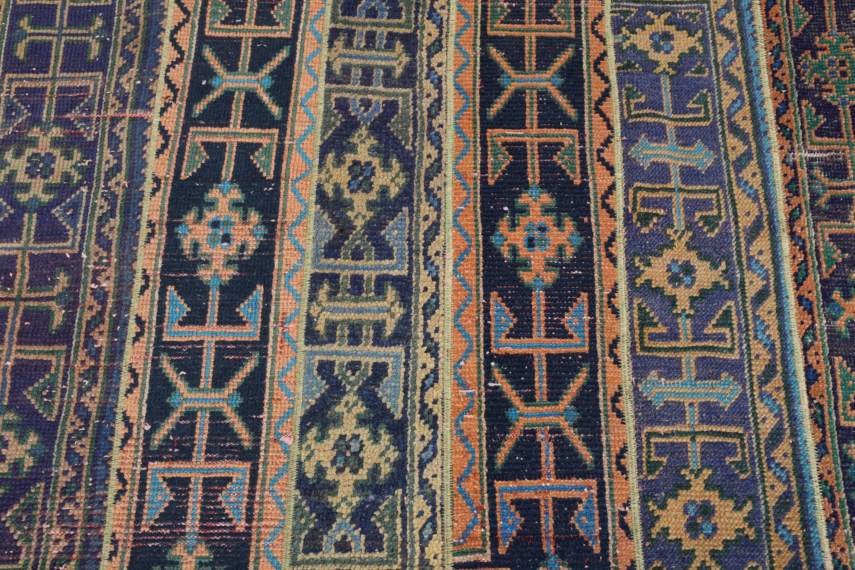Bedroom Rug, Rugs for Kitchen, Antique Rugs, Turkish Rugs, Blue Home Decor Rugs, Entry Rug, Vintage Rug, 3x7 ft Accent Rug