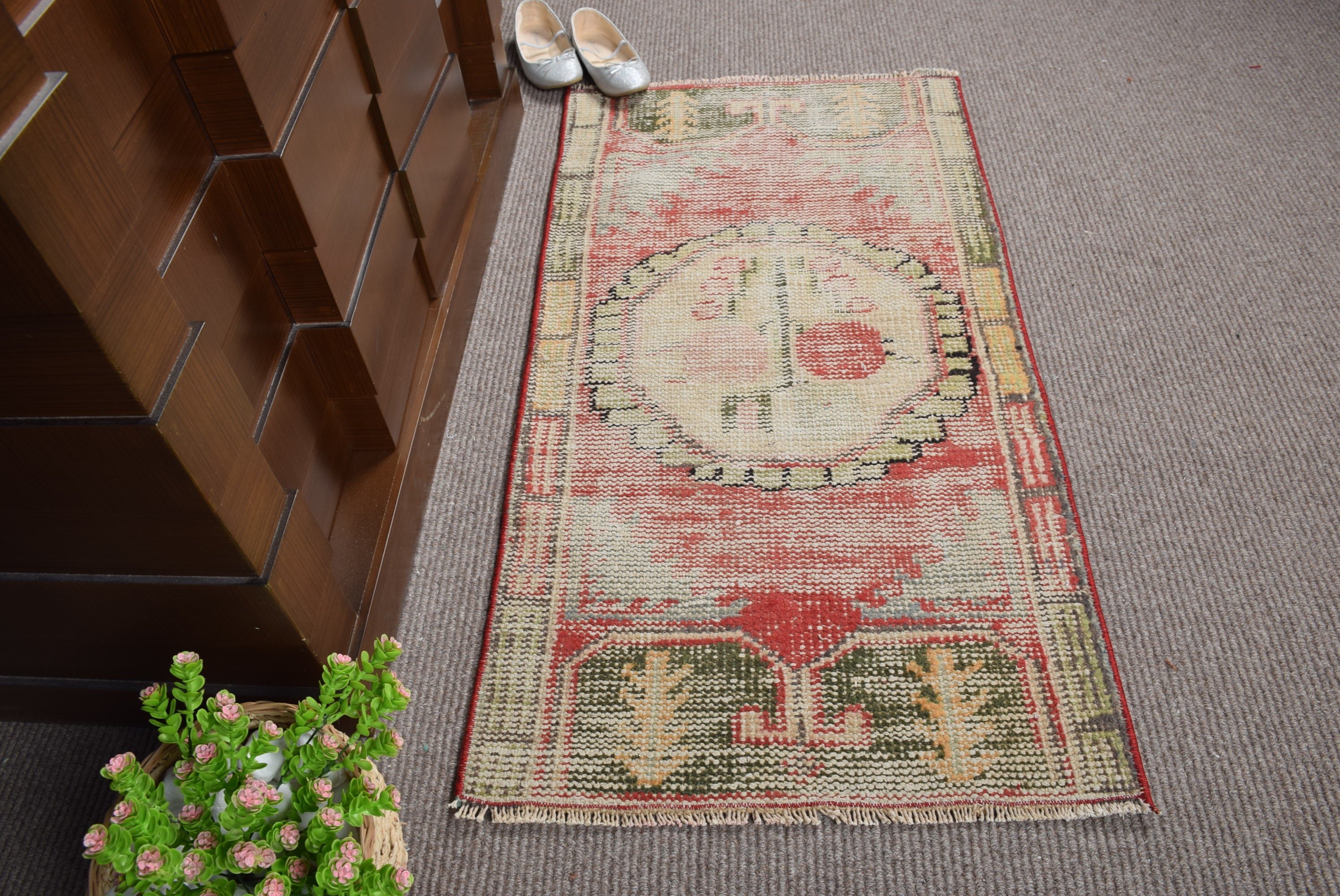 Pastel Rug, 1.9x3.6 ft Small Rugs, Vintage Rug, Kitchen Rugs, Turkish Rugs, Anatolian Rug, Door Mat Rug, Beige Moroccan Rugs