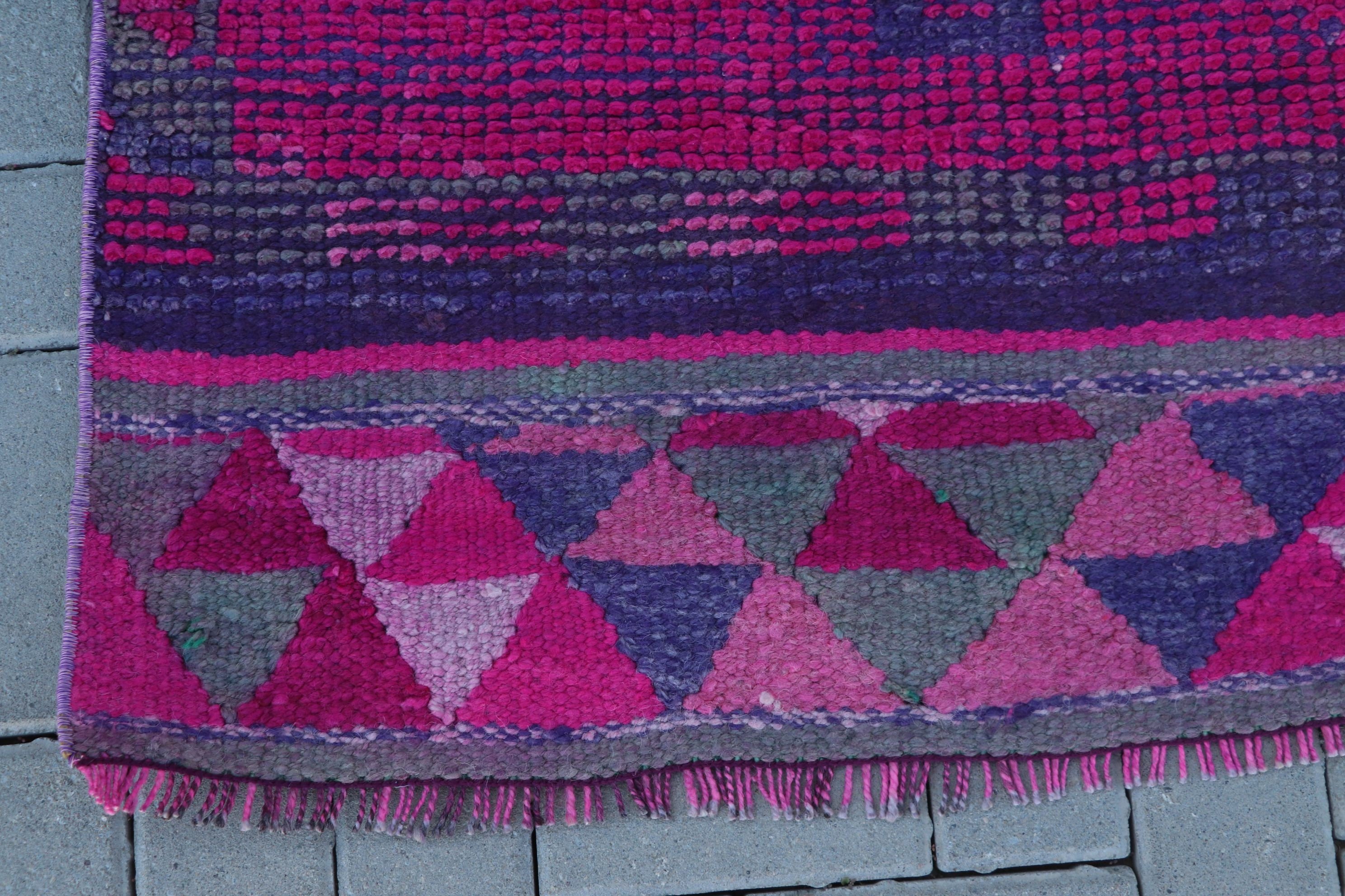 Corridor Rugs, Pink Antique Rugs, Rugs for Kitchen, Turkish Rug, Vintage Rug, Stair Rug, Oushak Rug, Bedroom Rug, 2.9x10.2 ft Runner Rug