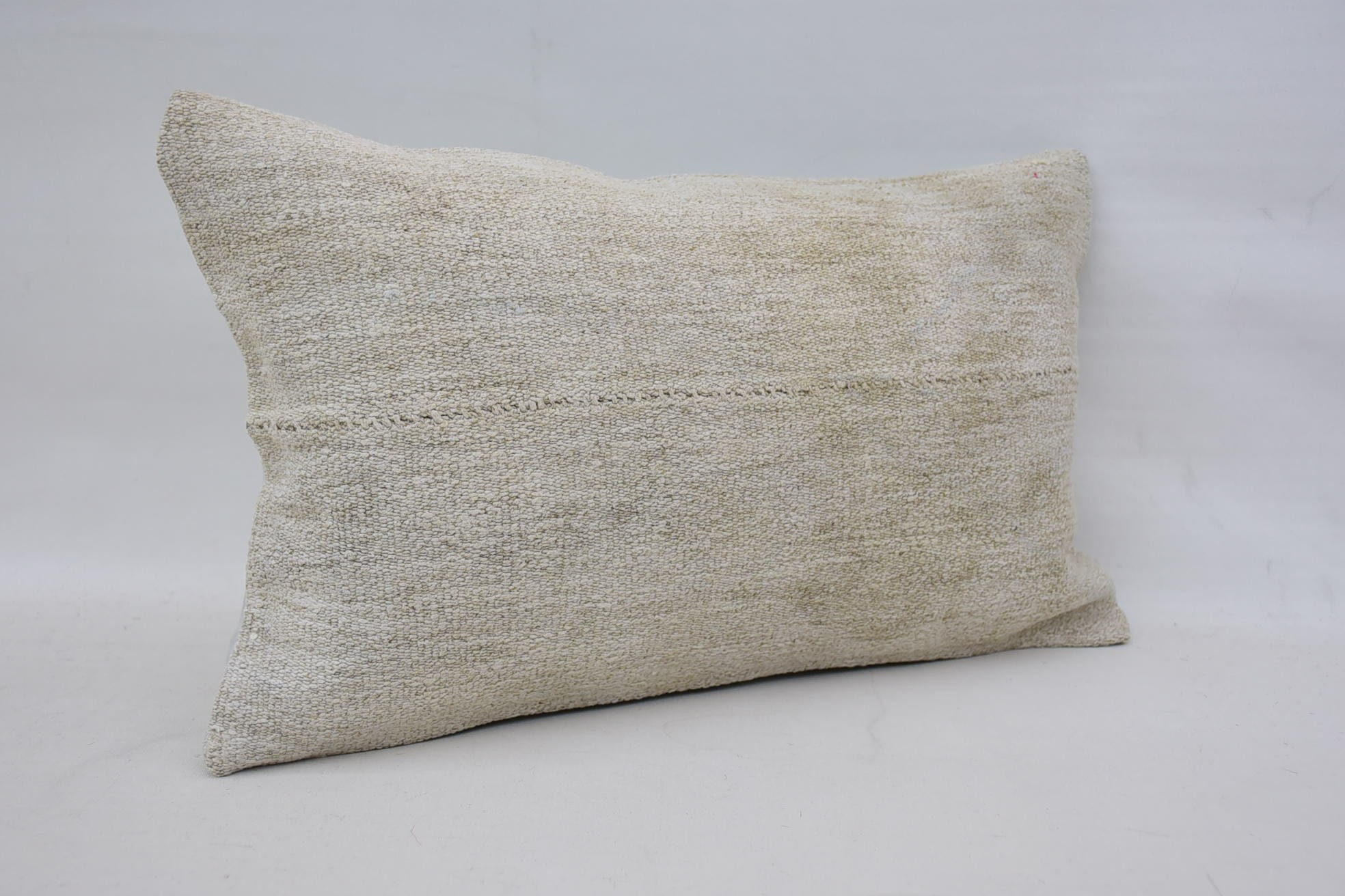 Gift Pillow, 12"x20" White Pillow Sham, Cozy Throw Pillow, Handmade Kilim Cushion, Decorative Throw Cushion, Boho Pillow