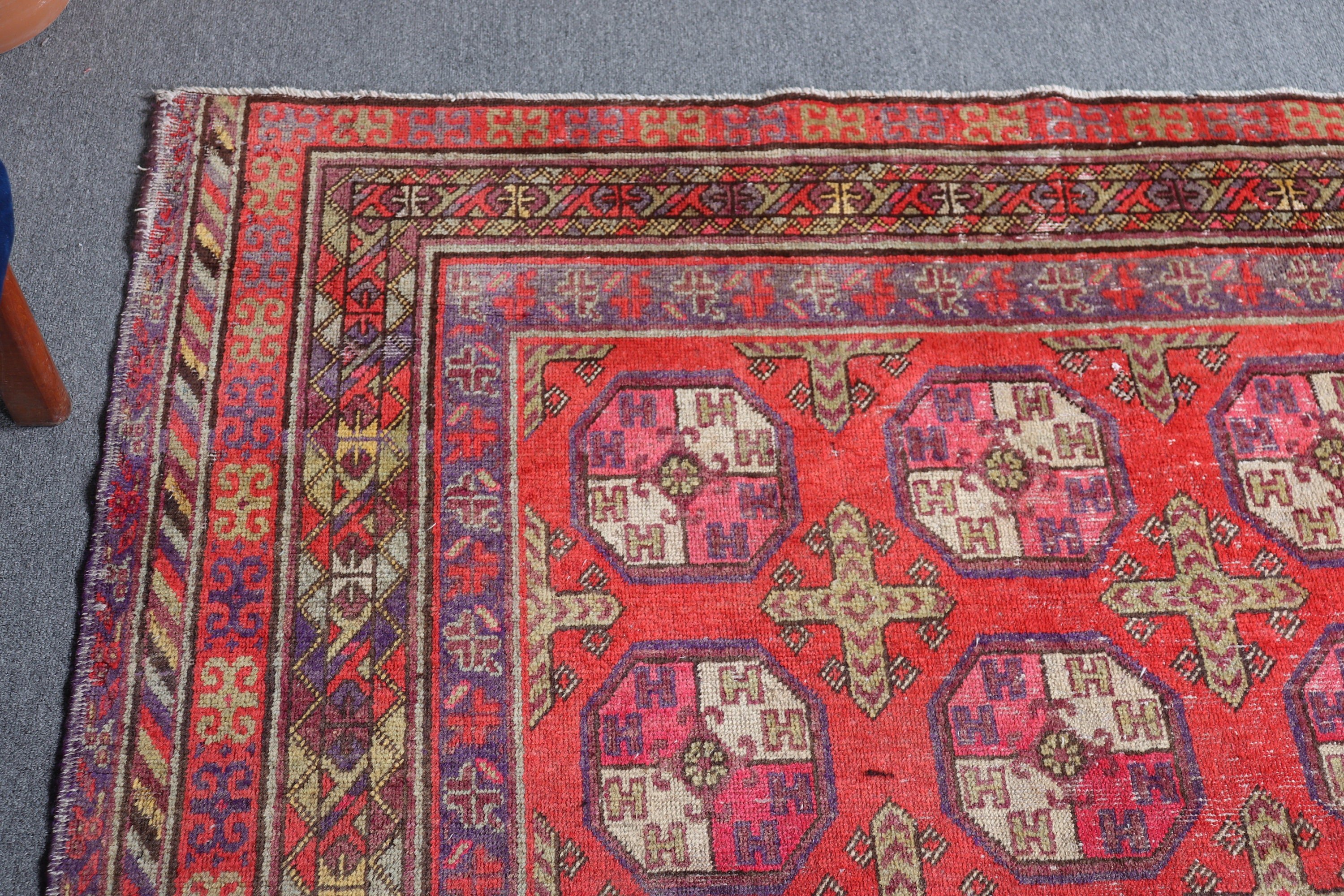 El Düğümlü Halılar, Yatak Odası Halısı, 5.8x10.8 ft Büyük Halı, Salon Halısı, Ev Dekor Halısı, Türk Halıları, Vintage Halı, Antika Halı, Kırmızı Oushak Halı