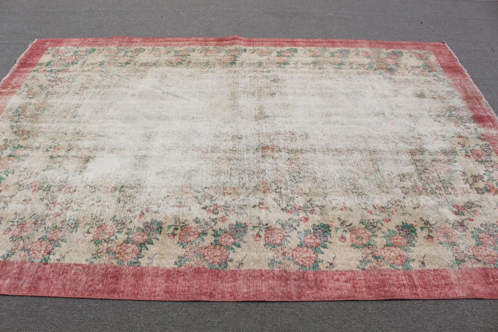 Antique Rug, Turkish Rug, Rugs for Salon, Kitchen Rug, Salon Rugs, 6.3x9.3 ft Large Rug, Bedroom Rug, Red Kitchen Rugs, Vintage Rug