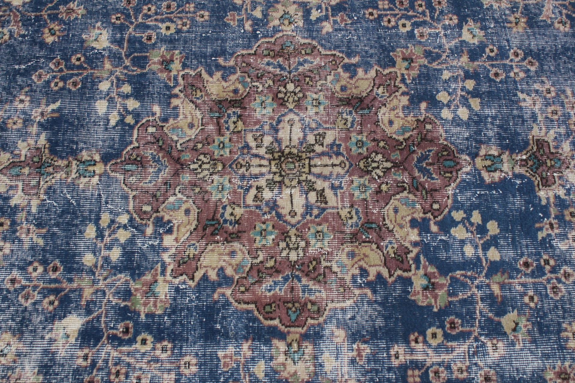 Mavi Antika Halı, Vintage Halılar, Oushak Halısı, Koridor Halıları, Oryantal Halı, Merdiven Halısı, Türk Halısı, Koridor Halıları, 3x9.6 ft Yolluk Halıları