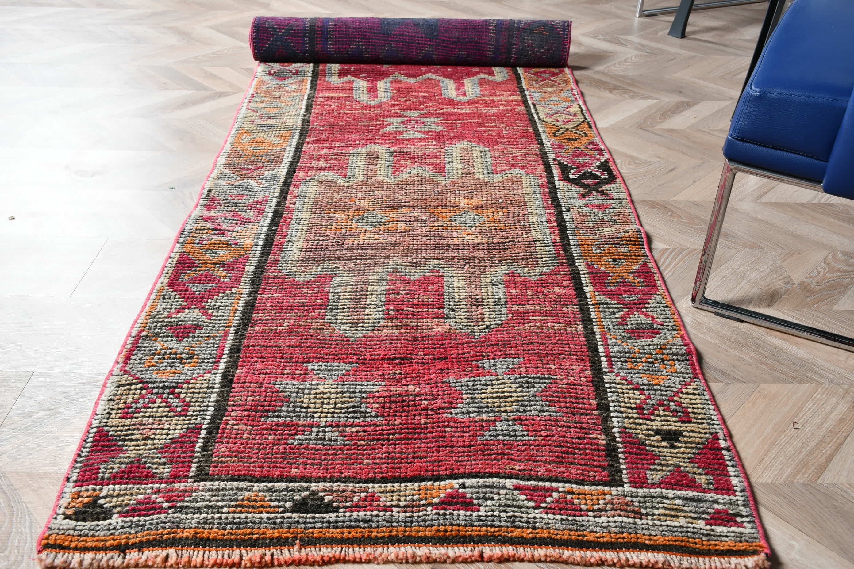 Türk Halısı, Yer Halısı, Mutfak Halısı, 2.9x10.4 ft Runner Halıları, Vintage Halı, Koridor Halıları, Pembe Yün Halı, Yatak Odası Halısı, Mutfak Halıları