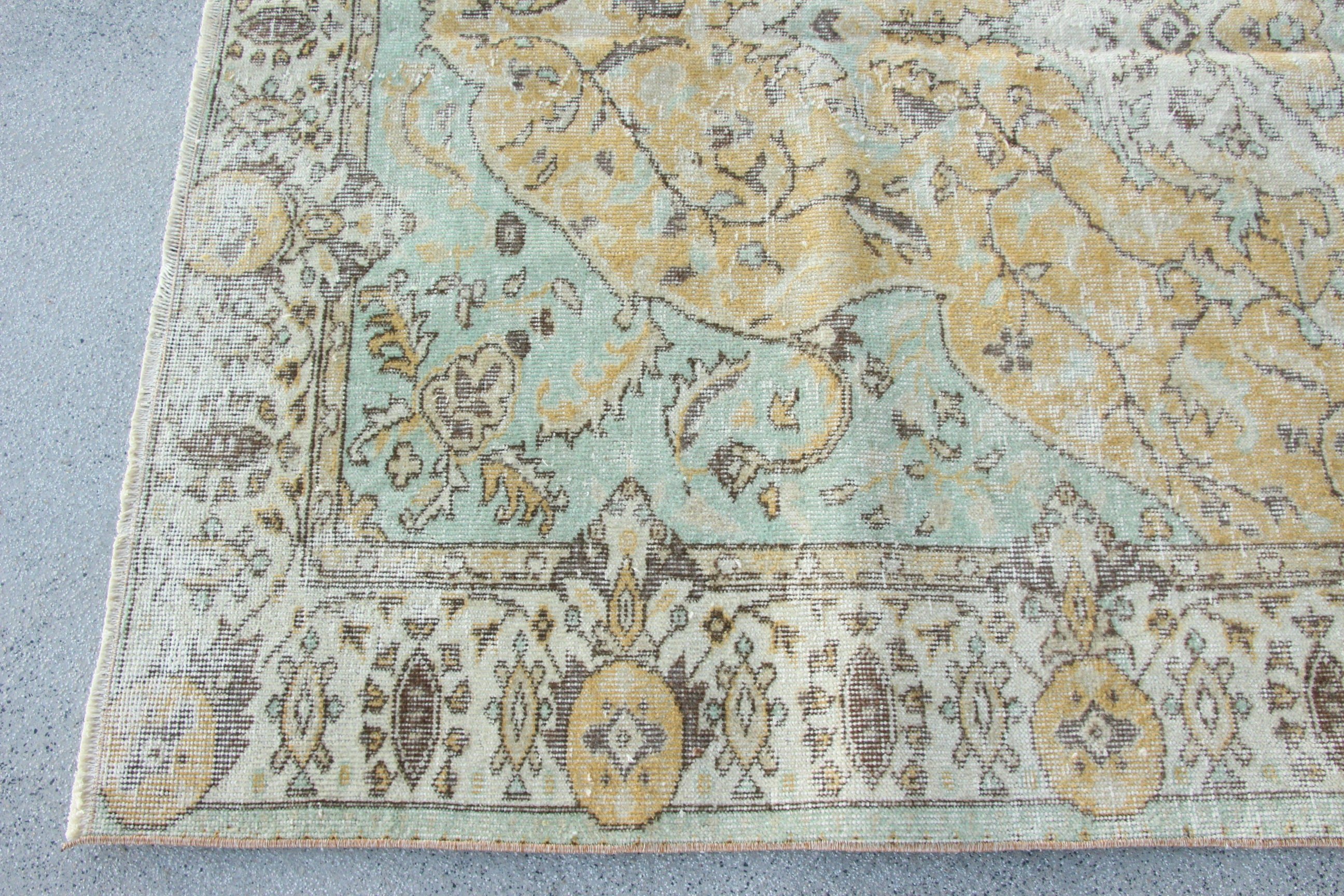 Büyük Boho Halılar, Türk Halısı, Vintage Halılar, Büyük Vintage Halılar, Ev Dekorasyonu Halıları, Yeşil Açıklama Halısı, 5.5x8.5 ft Büyük Halı, Geometrik Halı