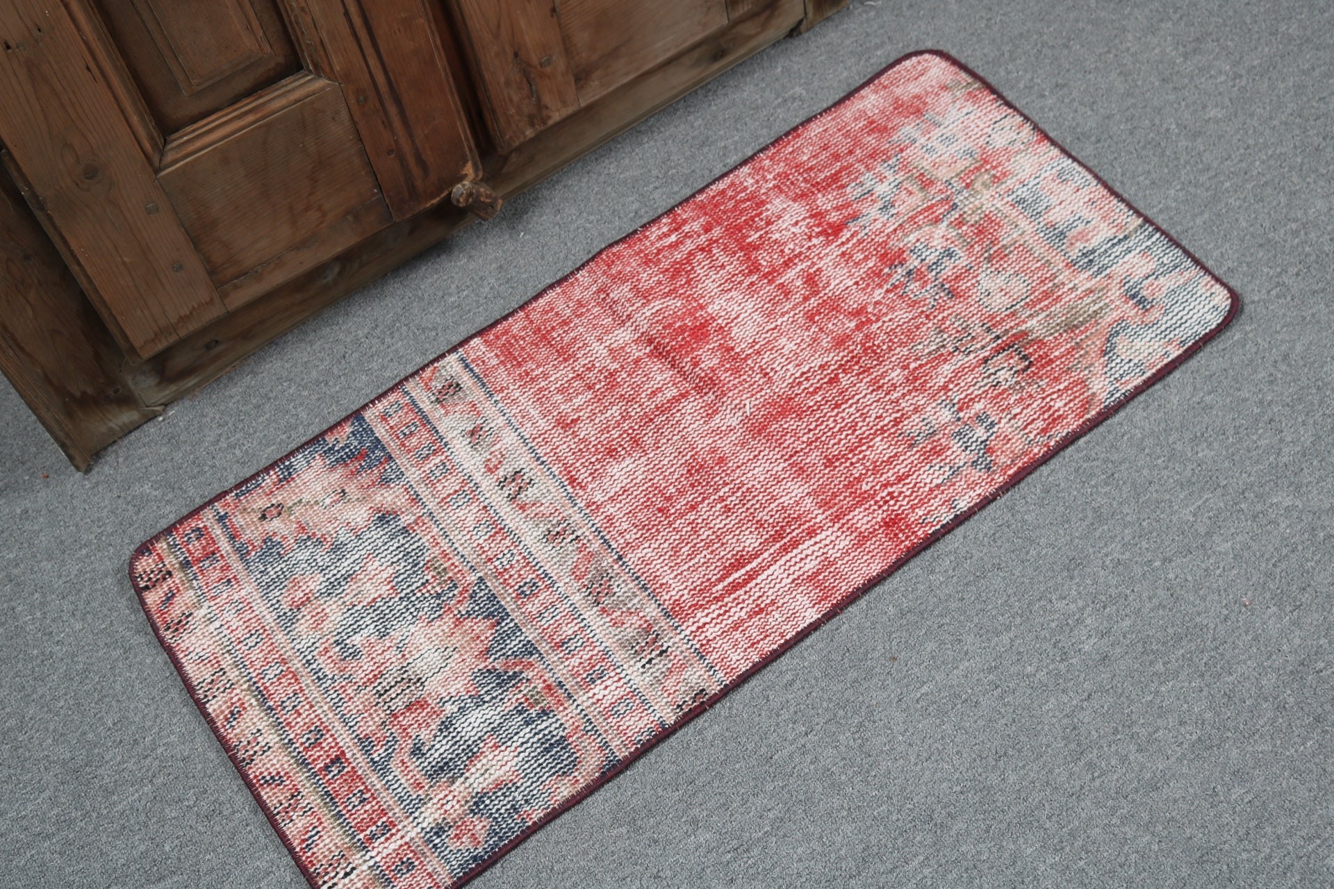 Small Vintage Rug, Anatolian Rug, Turkish Rug, Turkey Rugs, Red Bedroom Rug, Vintage Rug, Cool Rugs, 1.4x2.9 ft Small Rug, Nursery Rug