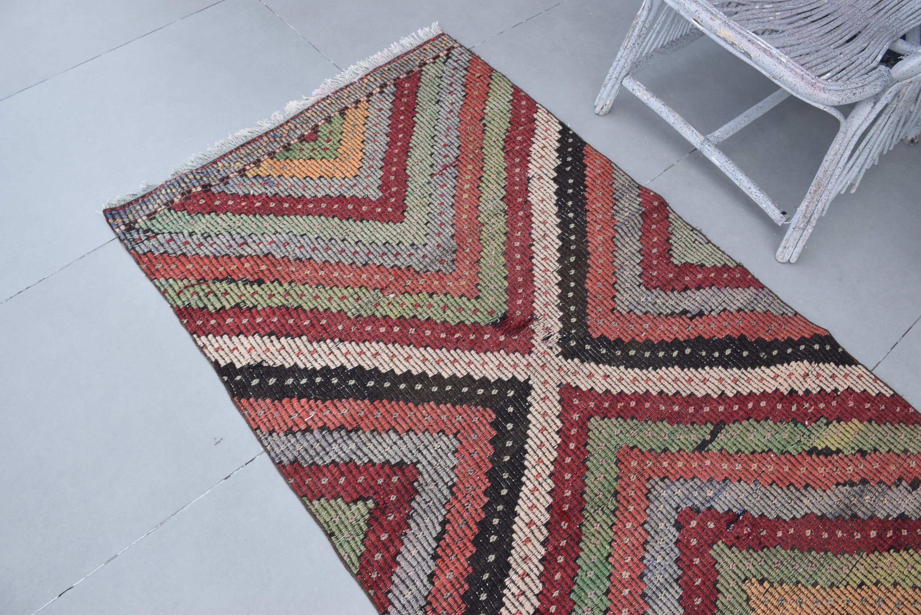 Türk Halısı, Kilim, Yer Halısı, Merdiven Halıları, Koşucu Halıları, Vintage Halılar, 3.1x9.9 ft Koşucu Halıları, Gökkuşağı Fas Halısı