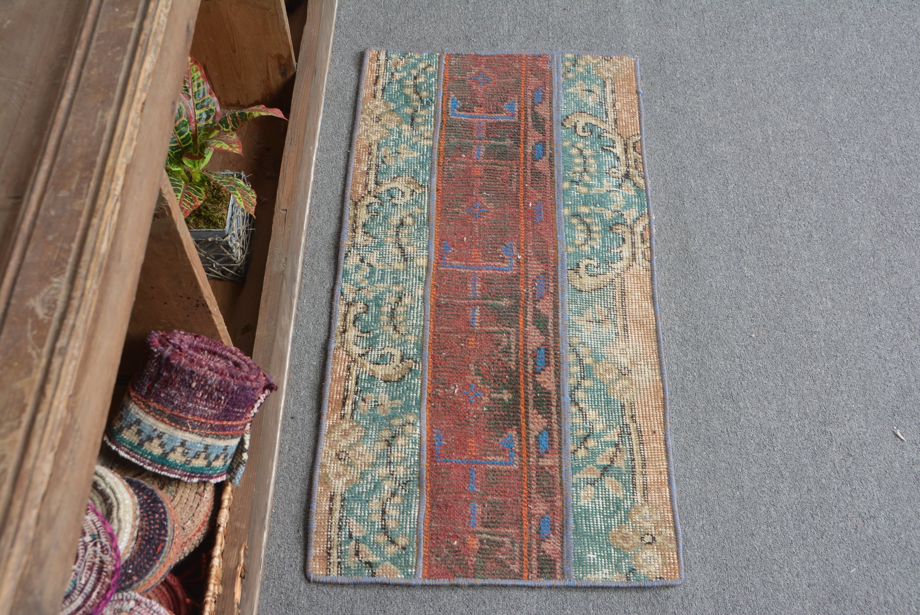 El Yapımı Banyo Paspası Halıları, Araba Paspasları için Halılar, 1,5x3 ft Küçük Halı, Giriş Halısı, Vintage Halılar, Türk Halısı, Yer Halısı, Banyo Halıları, Oryantal Halılar