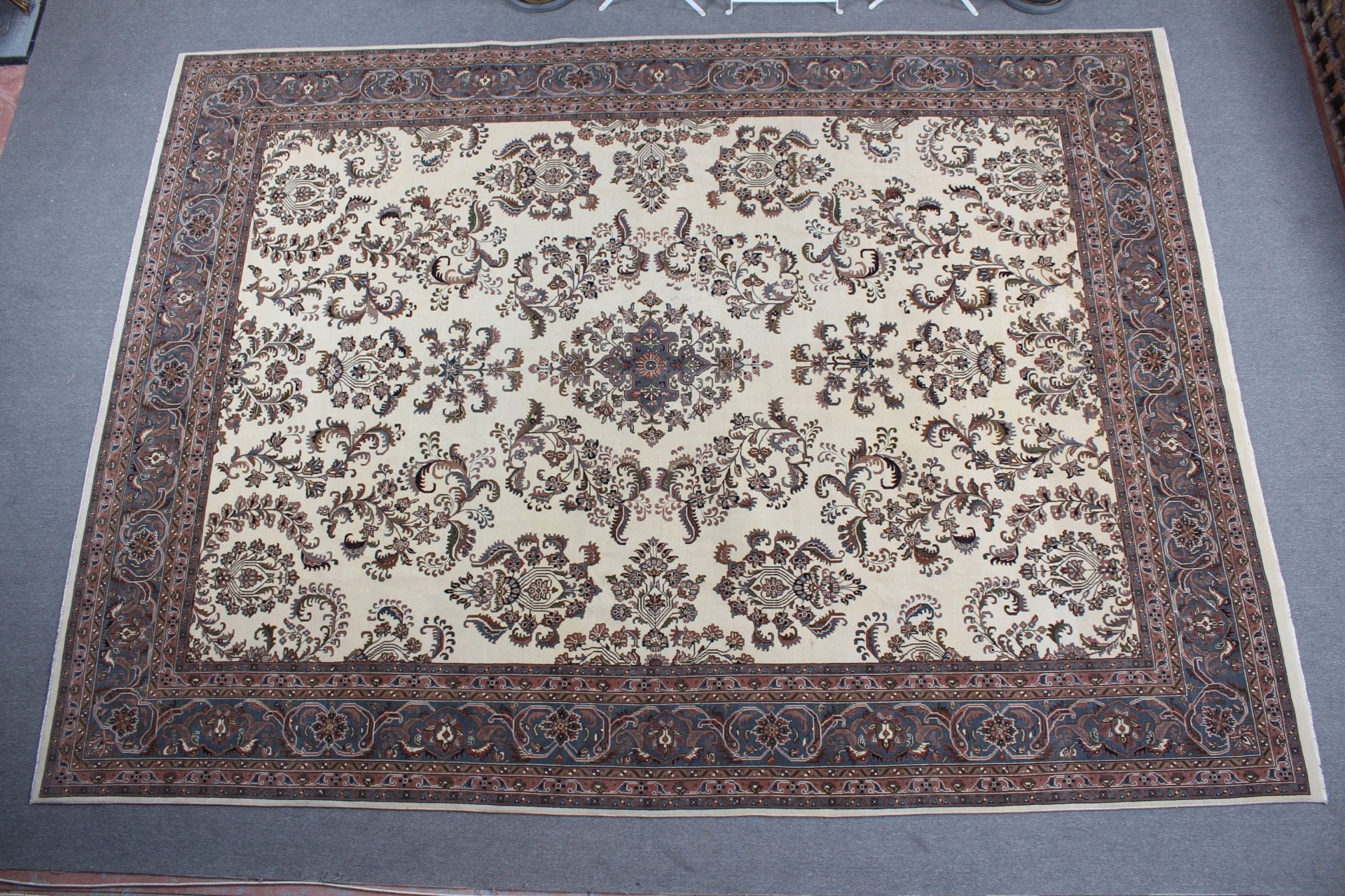 9.8x13.3 ft Büyük Boy Halılar, Oushak Halısı, Türk Halıları, Yemek Odası Halıları, Bej Mutfak Halıları, Oturma Odası Halısı, Anadolu Halıları, Vintage Halı