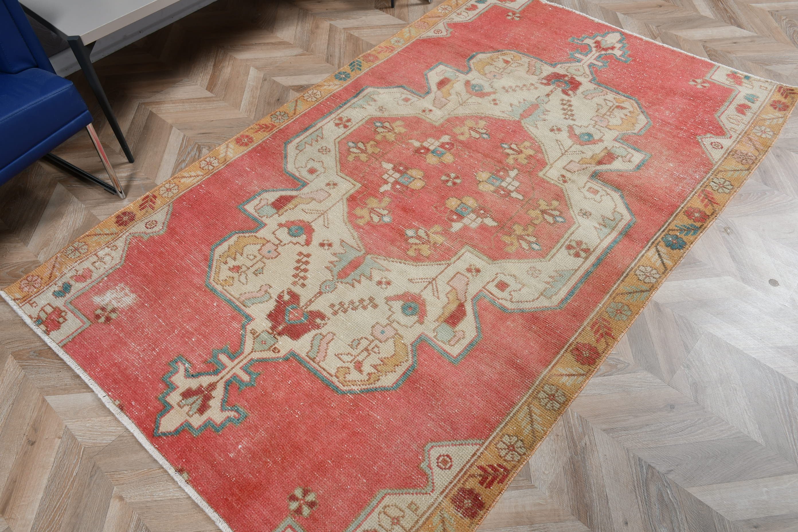 Nursery Rug, Antique Rug, Turkish Rugs, Rugs for Dining Room, Abstract Rug, Wool Rug, 4.3x6.9 ft Area Rug, Red Kitchen Rugs, Vintage Rugs
