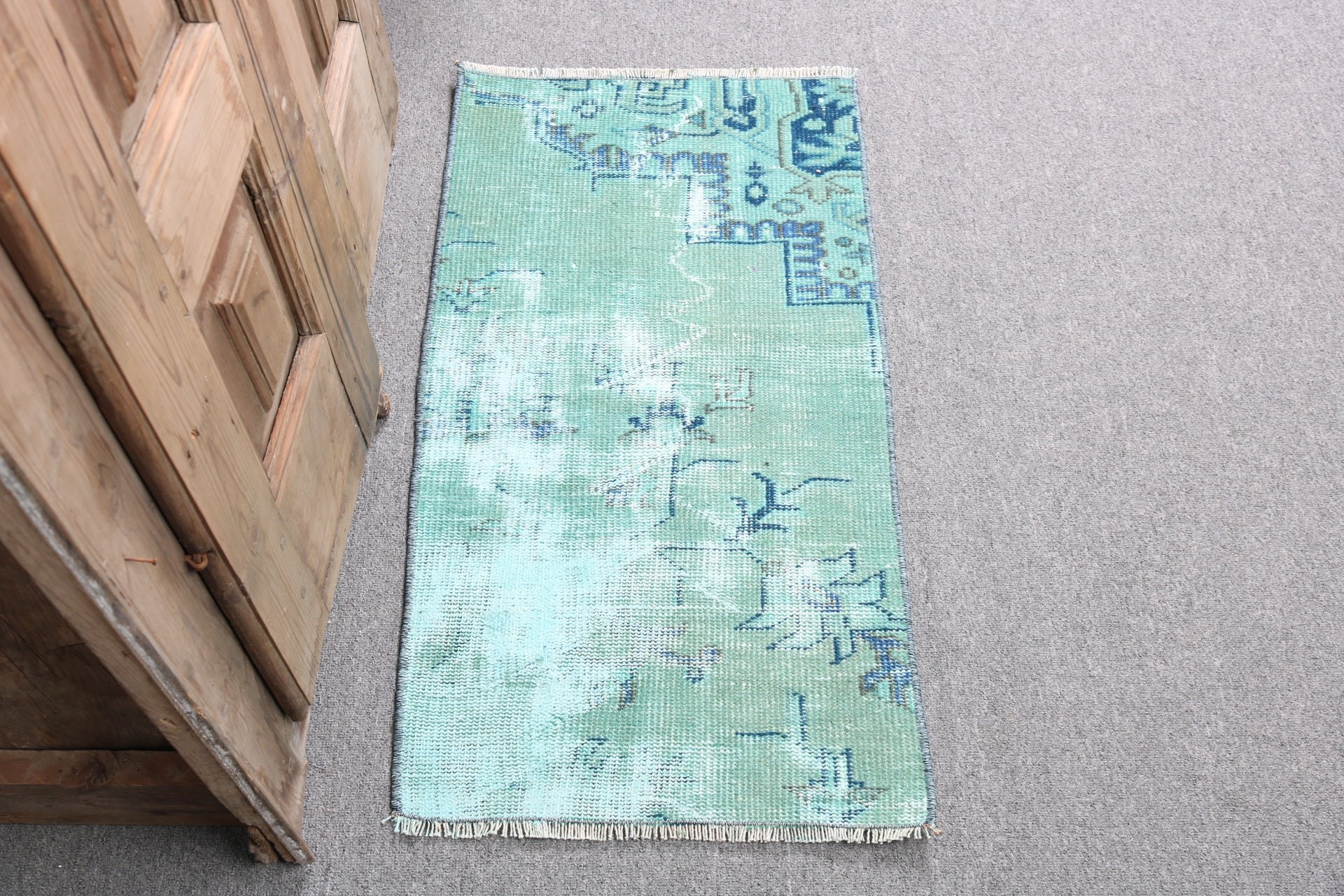 Small Boho Rugs, Green Cool Rug, Oriental Rug, Bath Mat Boho Rug, 1.5x2.9 ft Small Rug, Turkish Rug, Floor Rugs, Car Mat Rug, Vintage Rugs