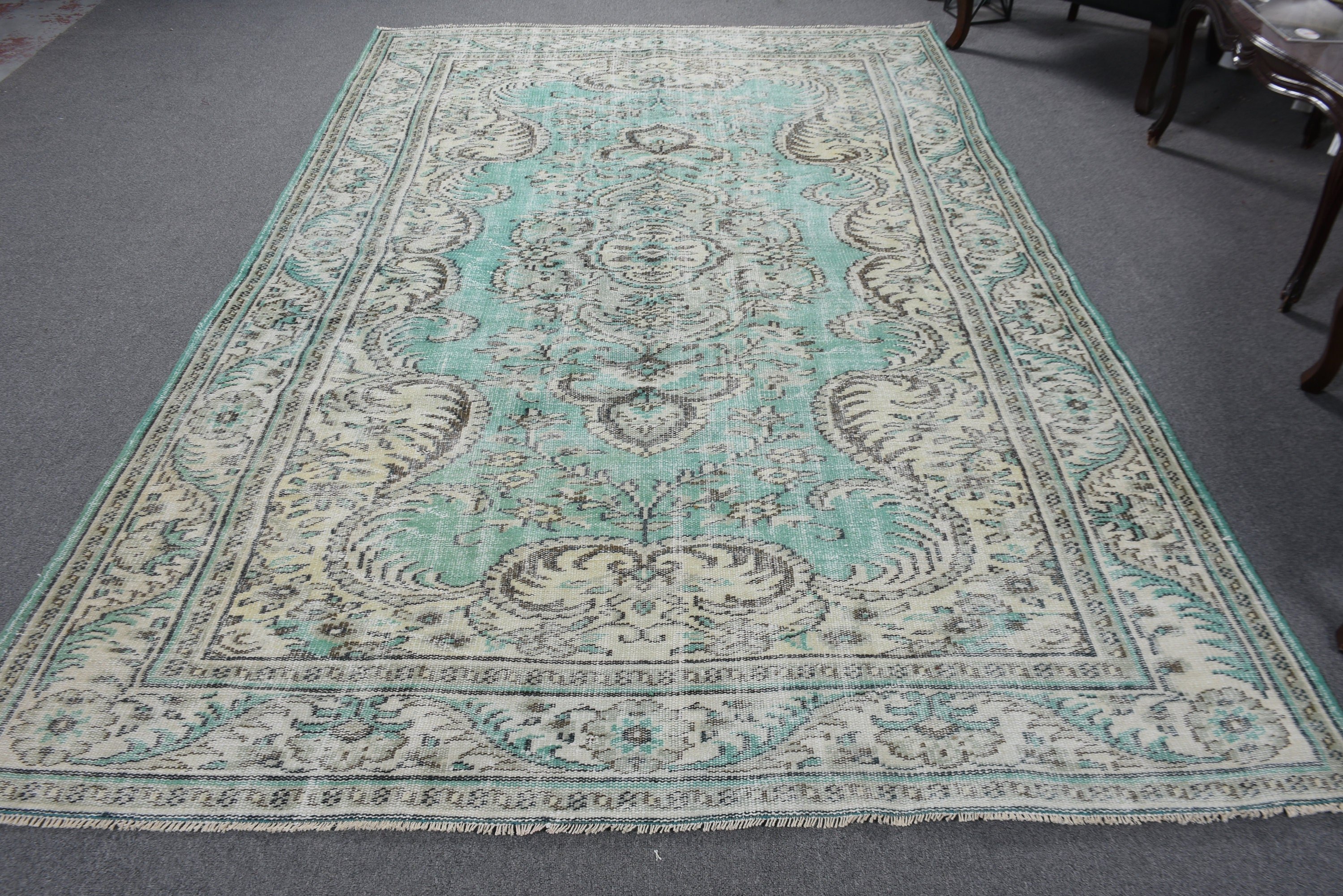 Oturma Odası Halısı, Büyük Boho Halısı, 5.4x9.6 ft Büyük Halısı, Oushak Halıları, Türk Halıları, Antika Halıları, Mavi Anadolu Halıları, Vintage Halı, Aztek Halısı