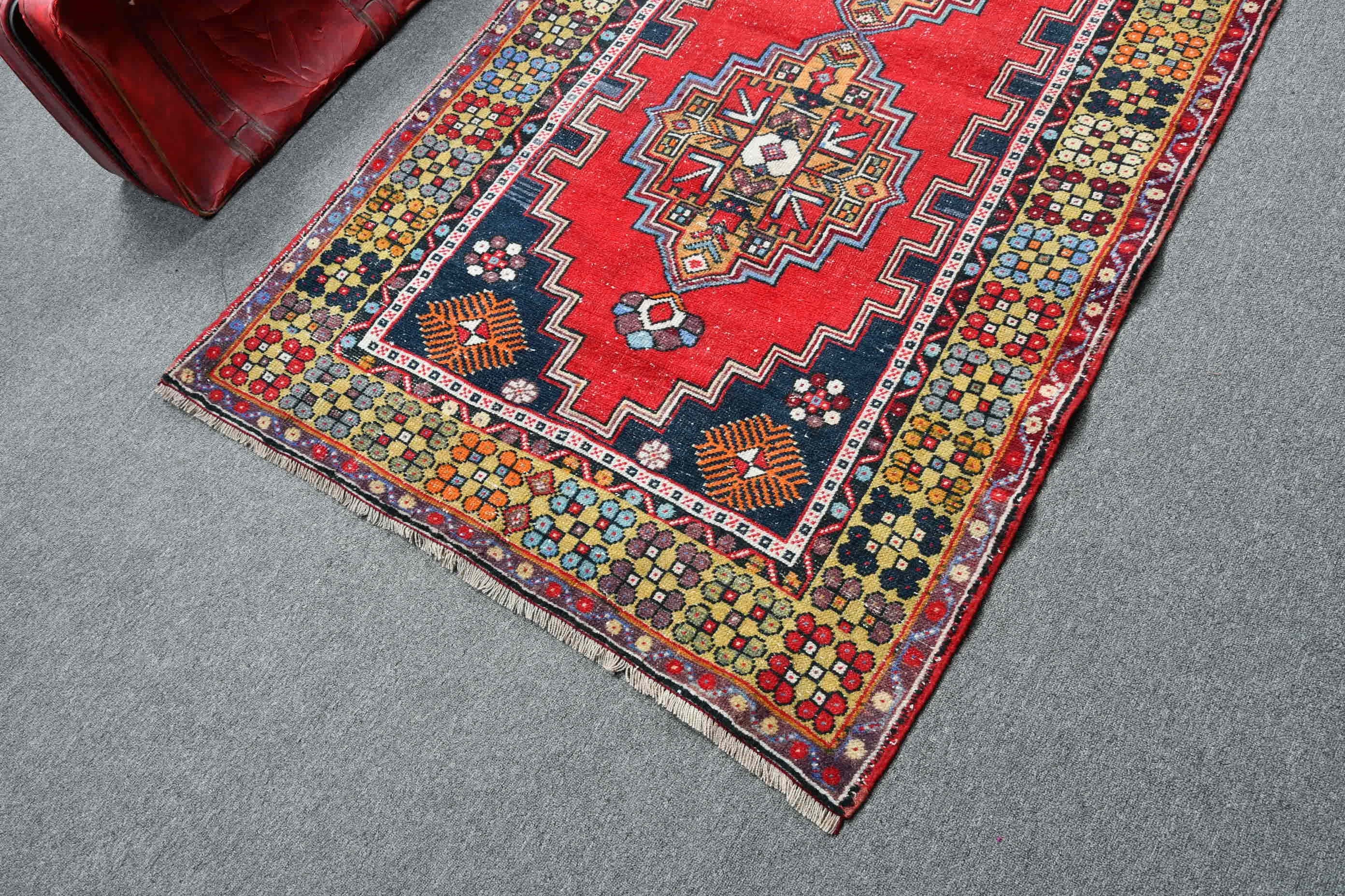 Vintage Rug, Bedroom Rugs, Living Room Rug, Anatolian Rugs, 3.7x6.9 ft Area Rugs, Turkish Rug, Muted Rugs, Red Floor Rugs, Dining Room Rugs