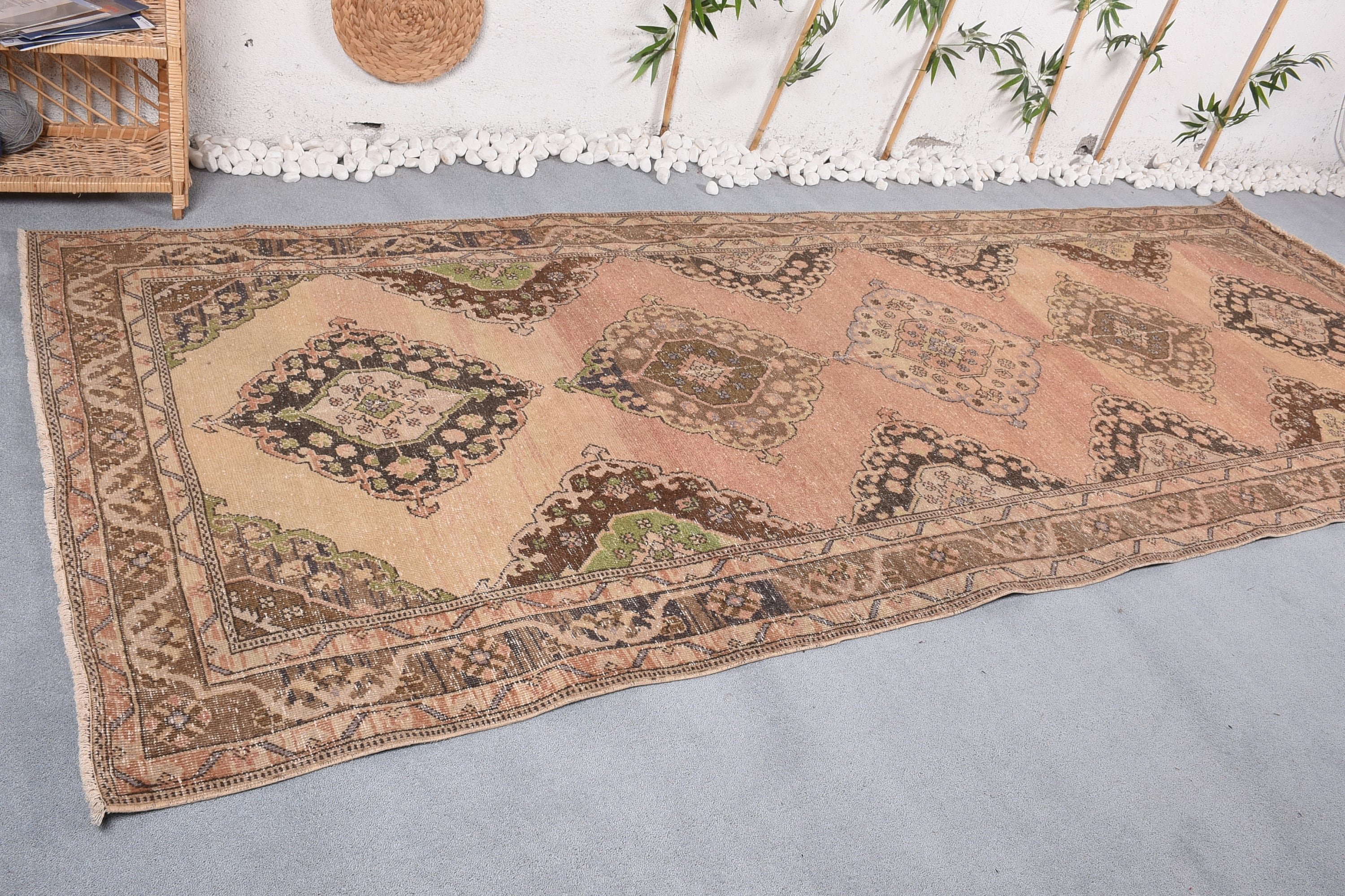 Wool Rug, Vintage Rugs, Brown Antique Rug, Stair Rug, Rugs for Runner, Corridor Rug, Turkish Rug, 4.8x12.2 ft Runner Rug, Antique Rug