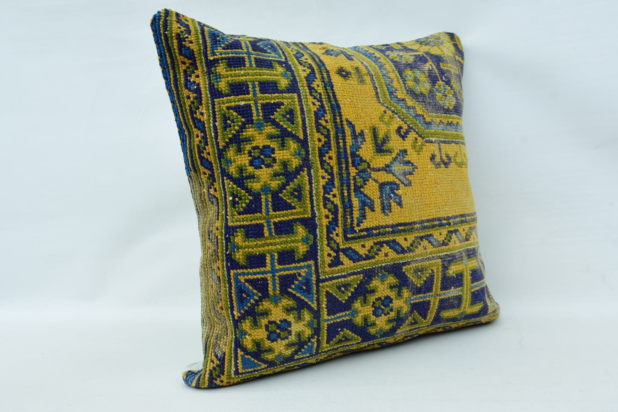 28"x28" Blue Pillow Sham, Pillow for Couch, Accent Throw Pillow Cover, Vintage Kilim Pillow, Boho Pillow Sham Cover