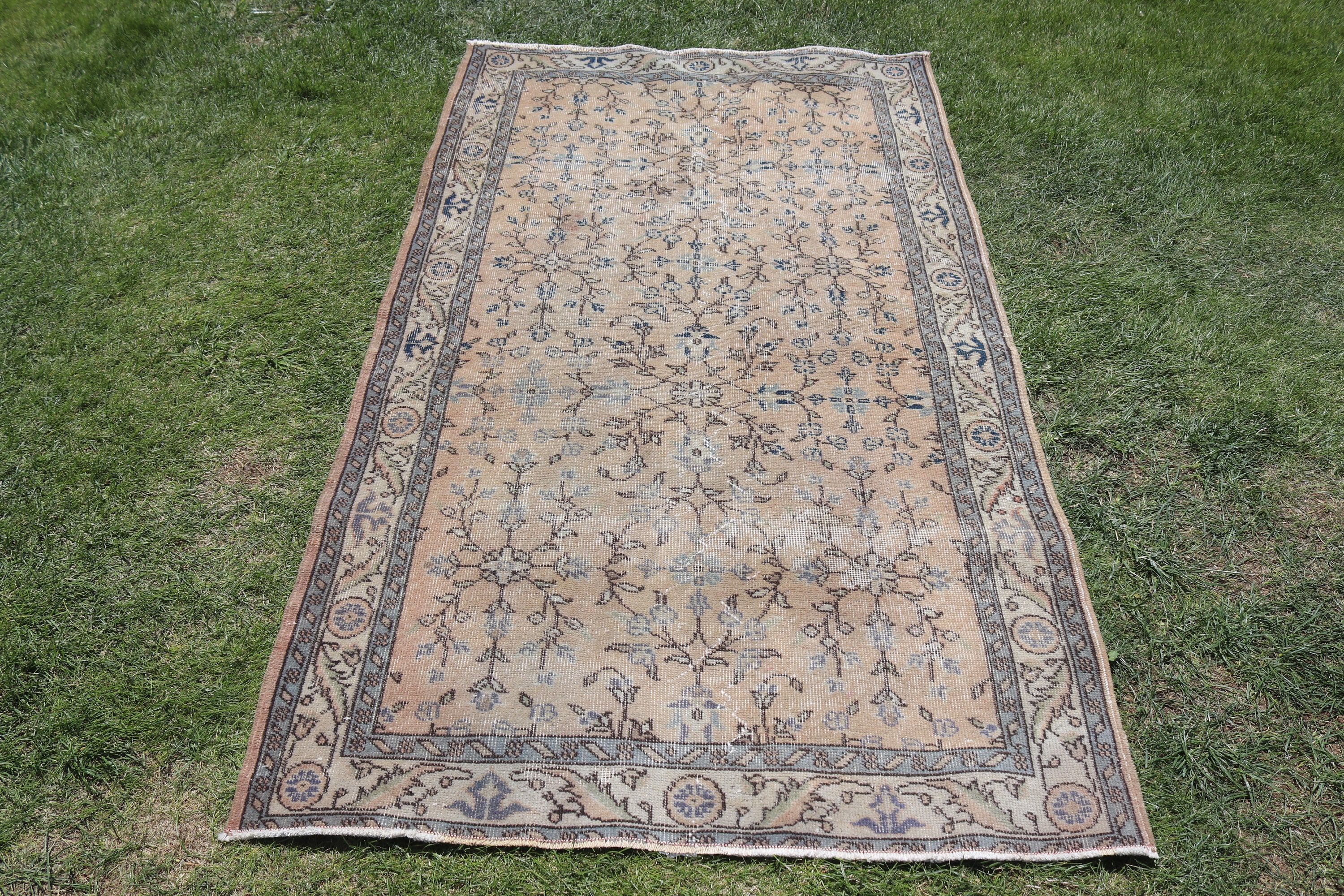 Vintage Alan Halıları, Vintage Halılar, Anadolu Halıları, Yatak Odası Halıları, Türk Halıları, 3,7x6,6 ft Alan Halısı, Bej El Dokuma Halı