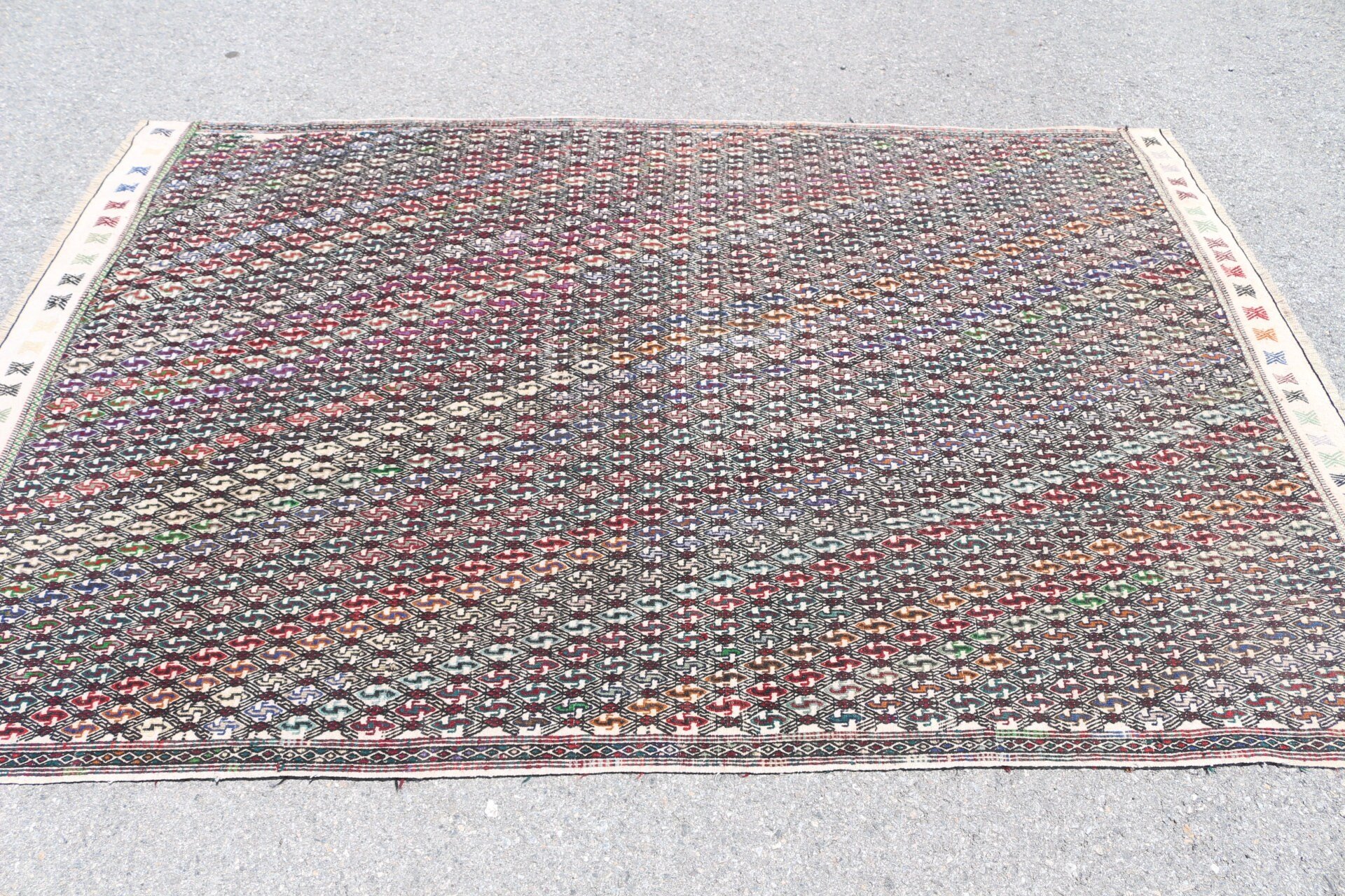 Kilim, Fas Halıları, 5.4x7.7 ft Büyük Halılar, Oryantal Halılar, Vintage Halılar, Türk Halısı, Yemek Odası Halıları, Yatak Odası Halısı, Siyah Oushak Halıları