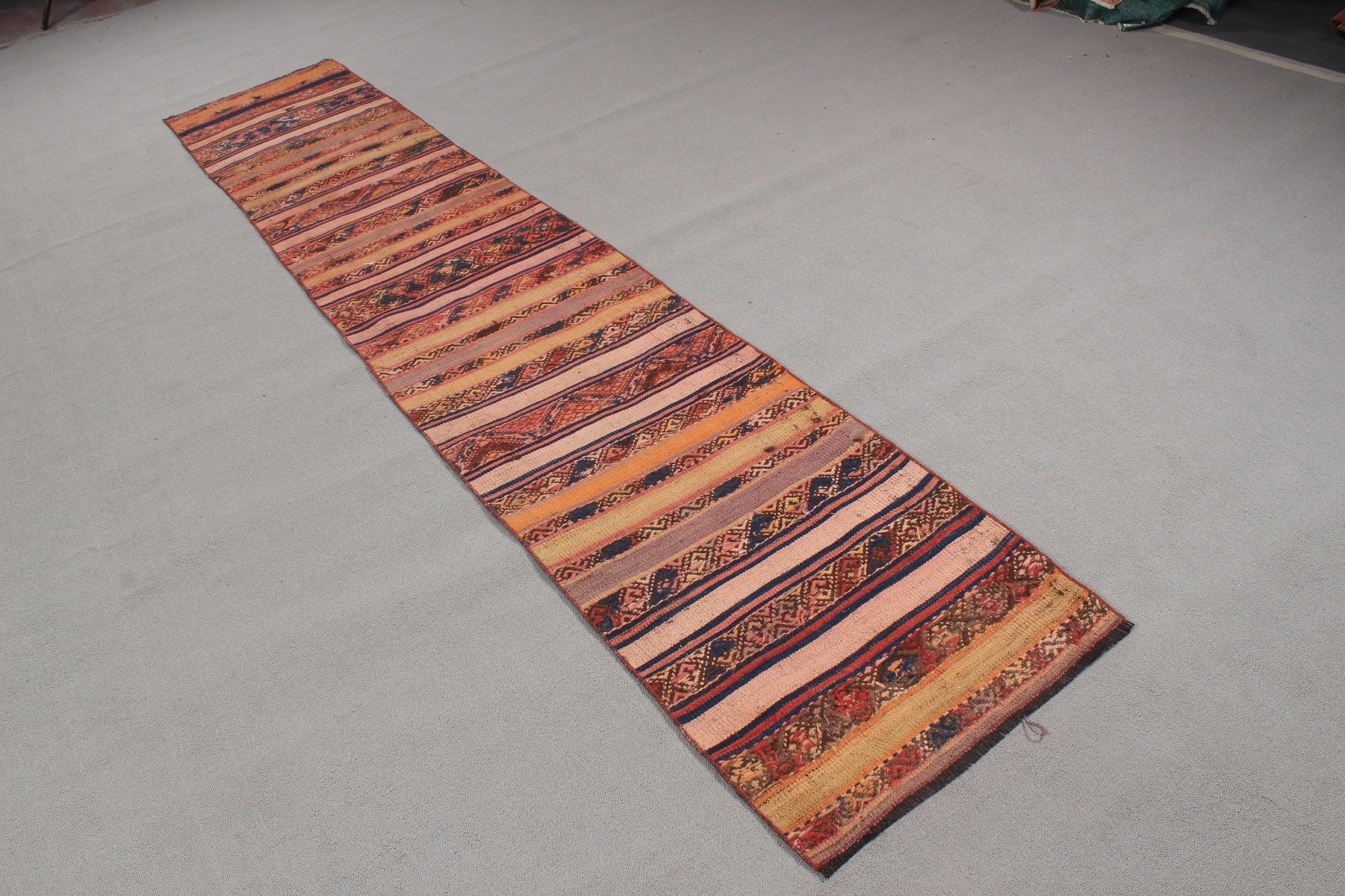 Kitchen Rugs, Office Rugs, Turkish Rugs, Vintage Rugs, Luxury Rug, Kilim, Beni Ourain Runner Rug, 2x10.7 ft Runner Rug, Brown Moroccan Rugs