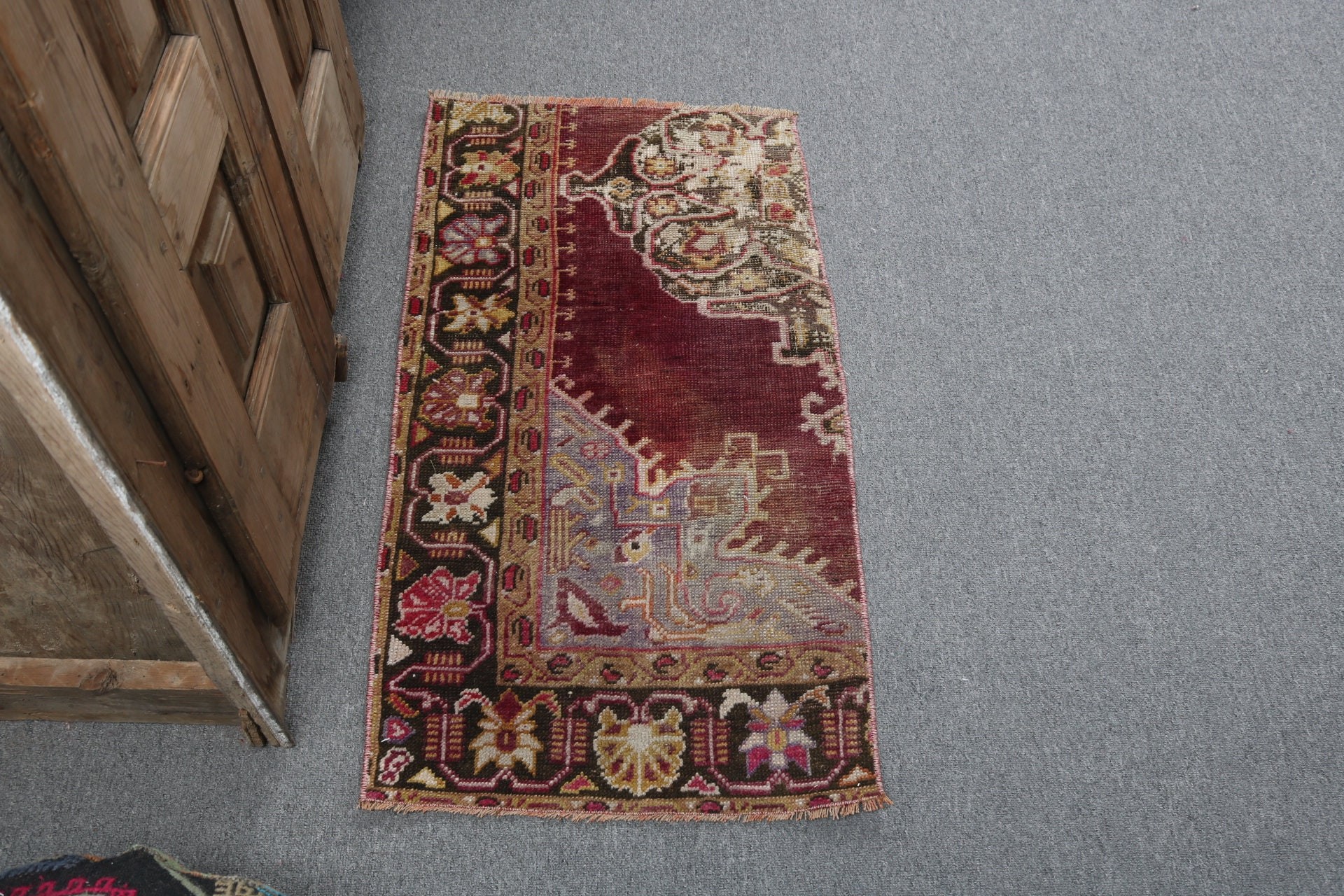 1.6x3.1 ft Küçük Halı, Mor Geometrik Halılar, Türk Halıları, Etnik Halılar, Vintage Halı, Yatak Odası Halıları, Küçük Boho Halı, Lüks Halılar, Araba Paspas Halısı