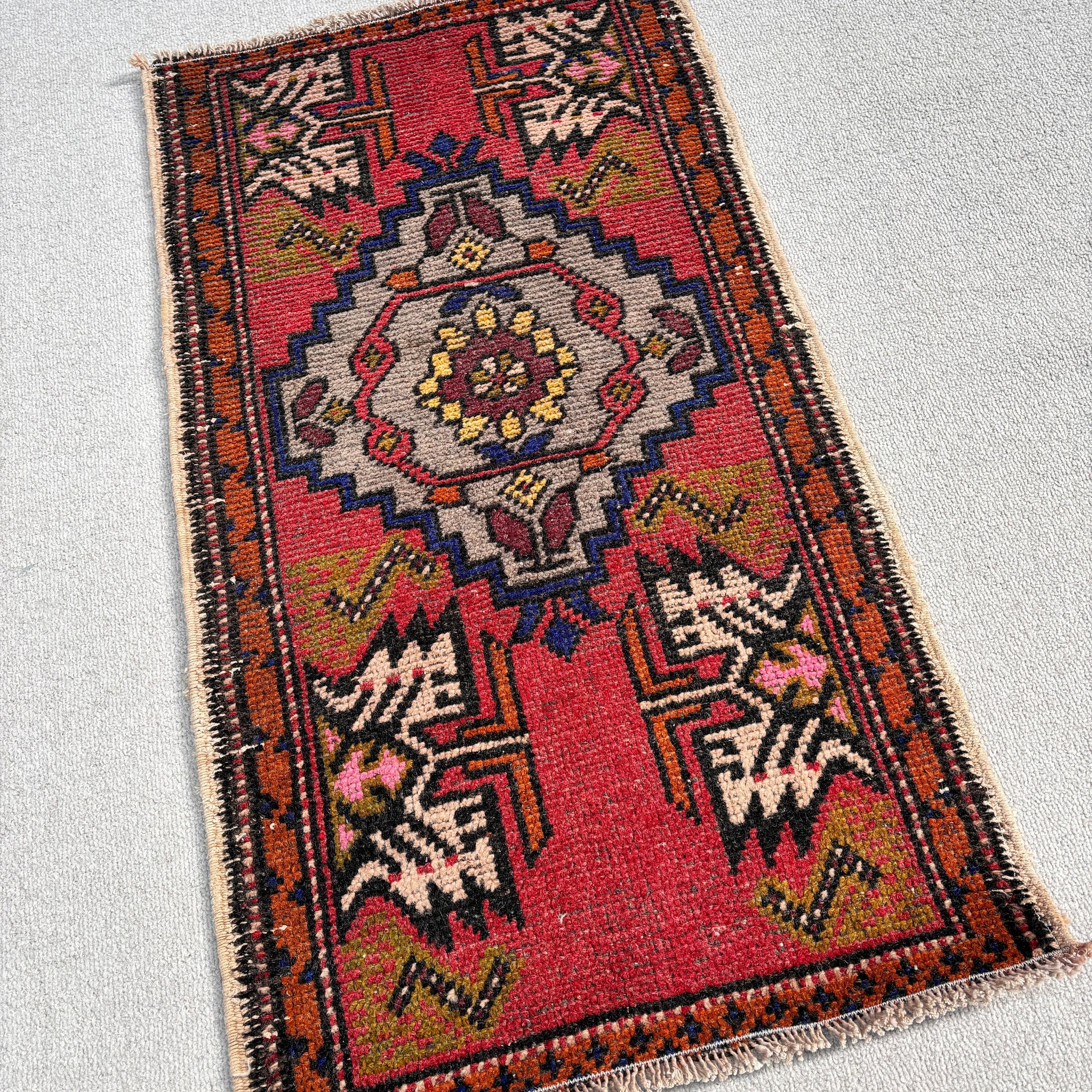 Red Moroccan Rugs, Vintage Rug, Small Area Rugs, Handwoven Rug, Bathroom Rug, Turkish Rugs, Floor Rug, Outdoor Rug, 1.7x3 ft Small Rug