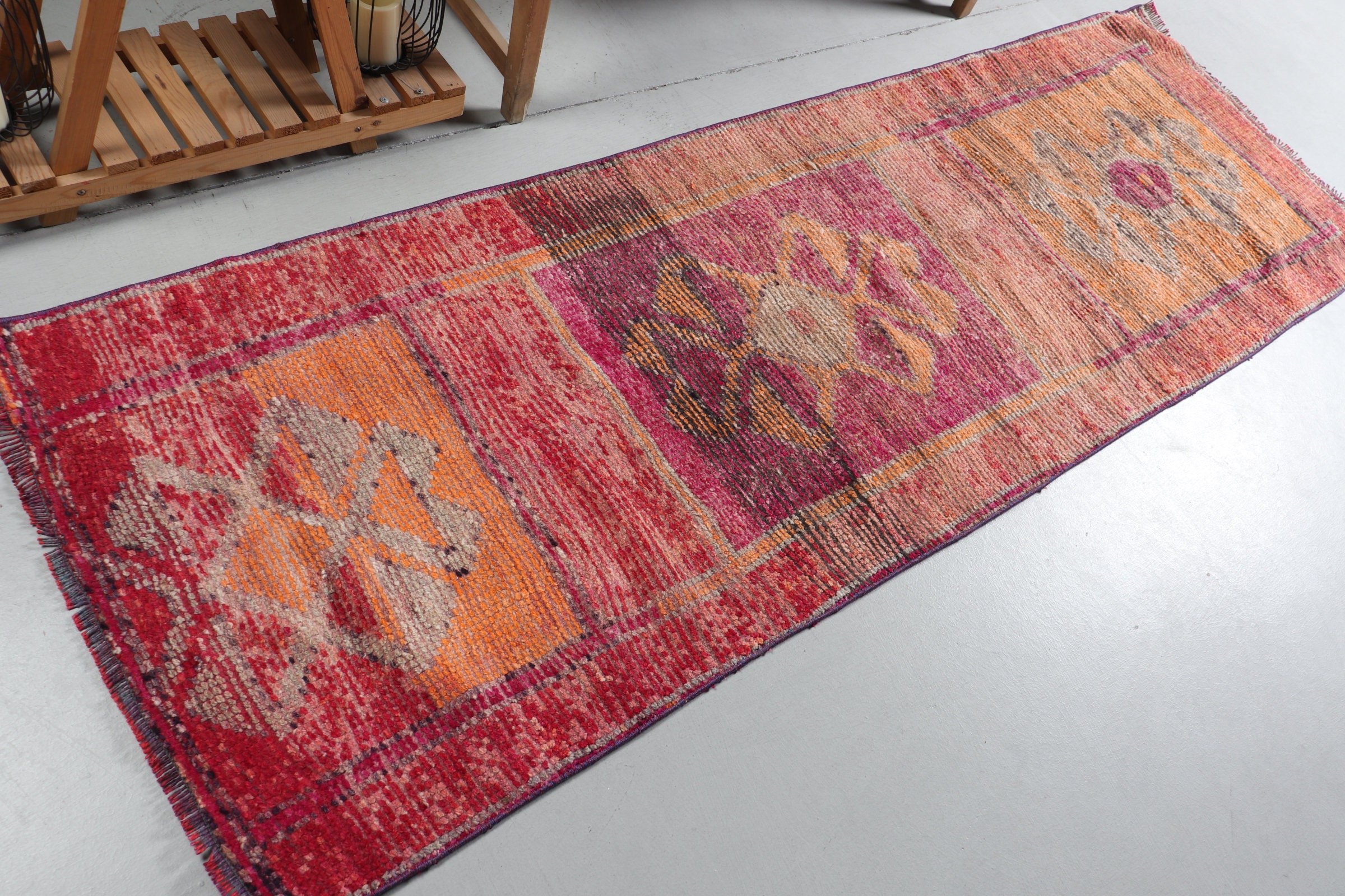 Oushak Rugs, Turkish Rugs, Orange Moroccan Rugs, Oriental Rugs, Vintage Rug, 2.8x8.6 ft Runner Rugs, Flatweave Rug, Stair Rug, Hallway Rugs