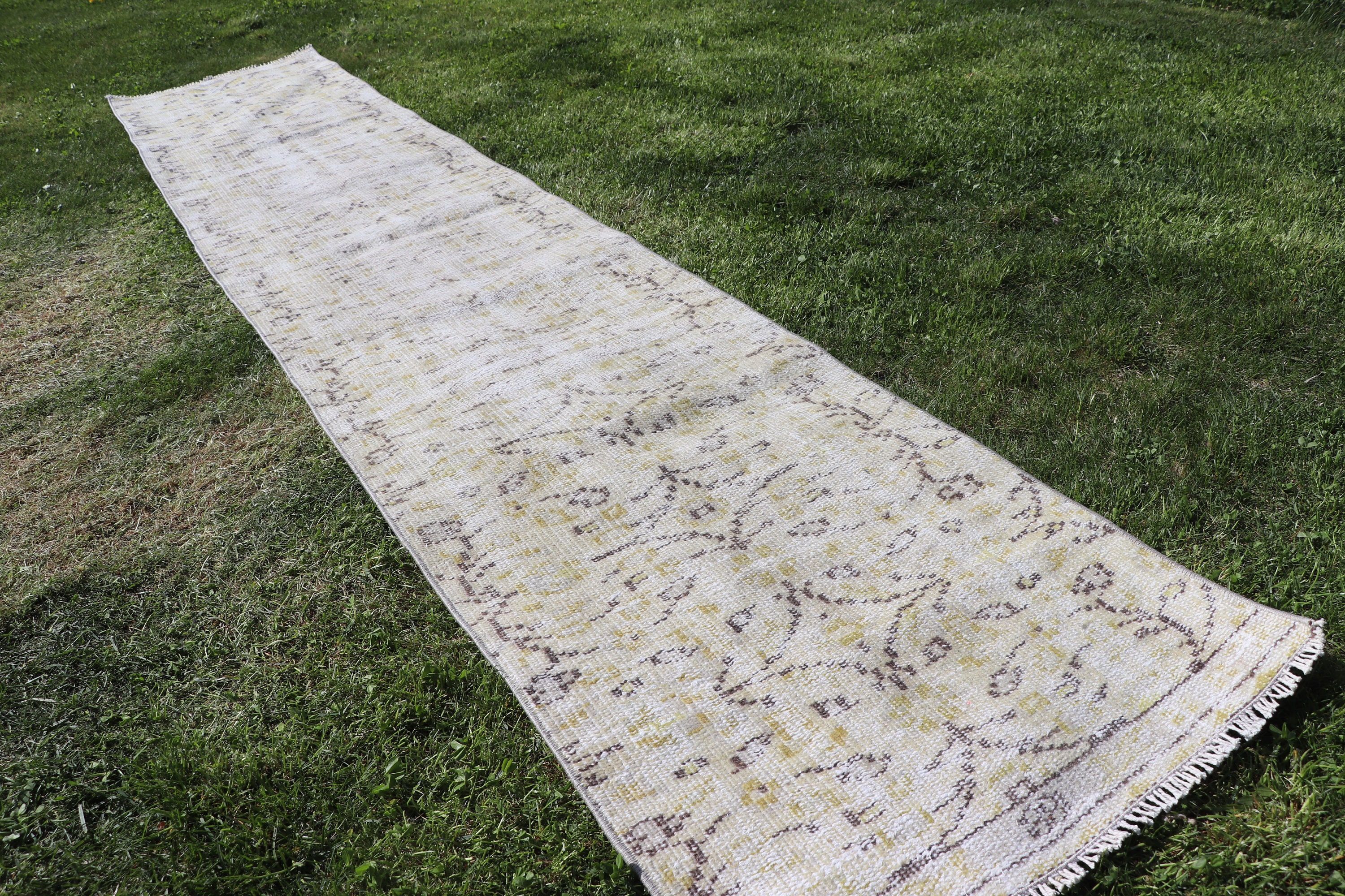 Vintage Rug, Vintage Runner Rugs, Rugs for Runner, Kitchen Rug, Beige Anatolian Rugs, Turkish Rug, Geometric Rug, 1.8x9.5 ft Runner Rugs