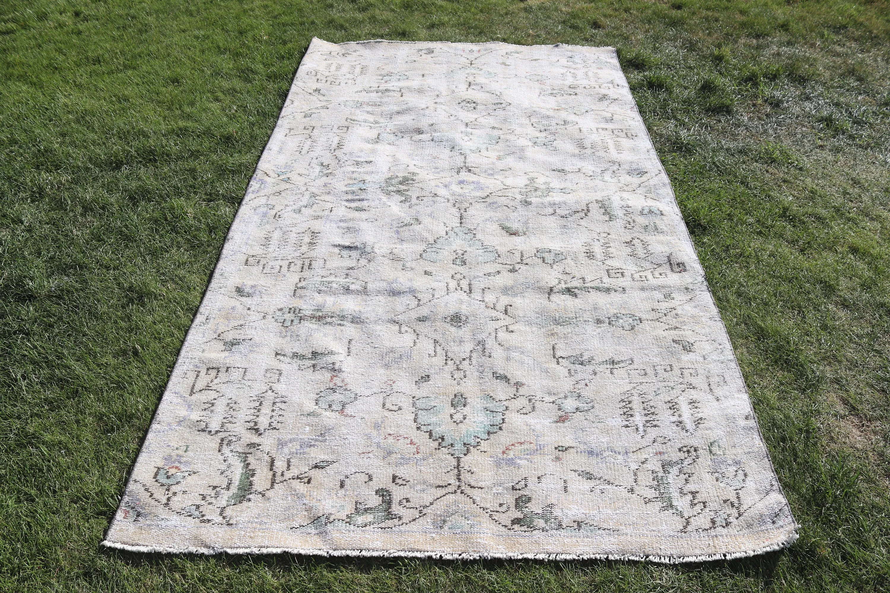 Aztek Halısı, Havalı Halılar, Fas Halısı, İç Mekan Halısı, Bej Oryantal Halı, Türk Halıları, Vintage Halılar, 4,4x8,1 ft Alan Halısı, Boho Alan Halısı