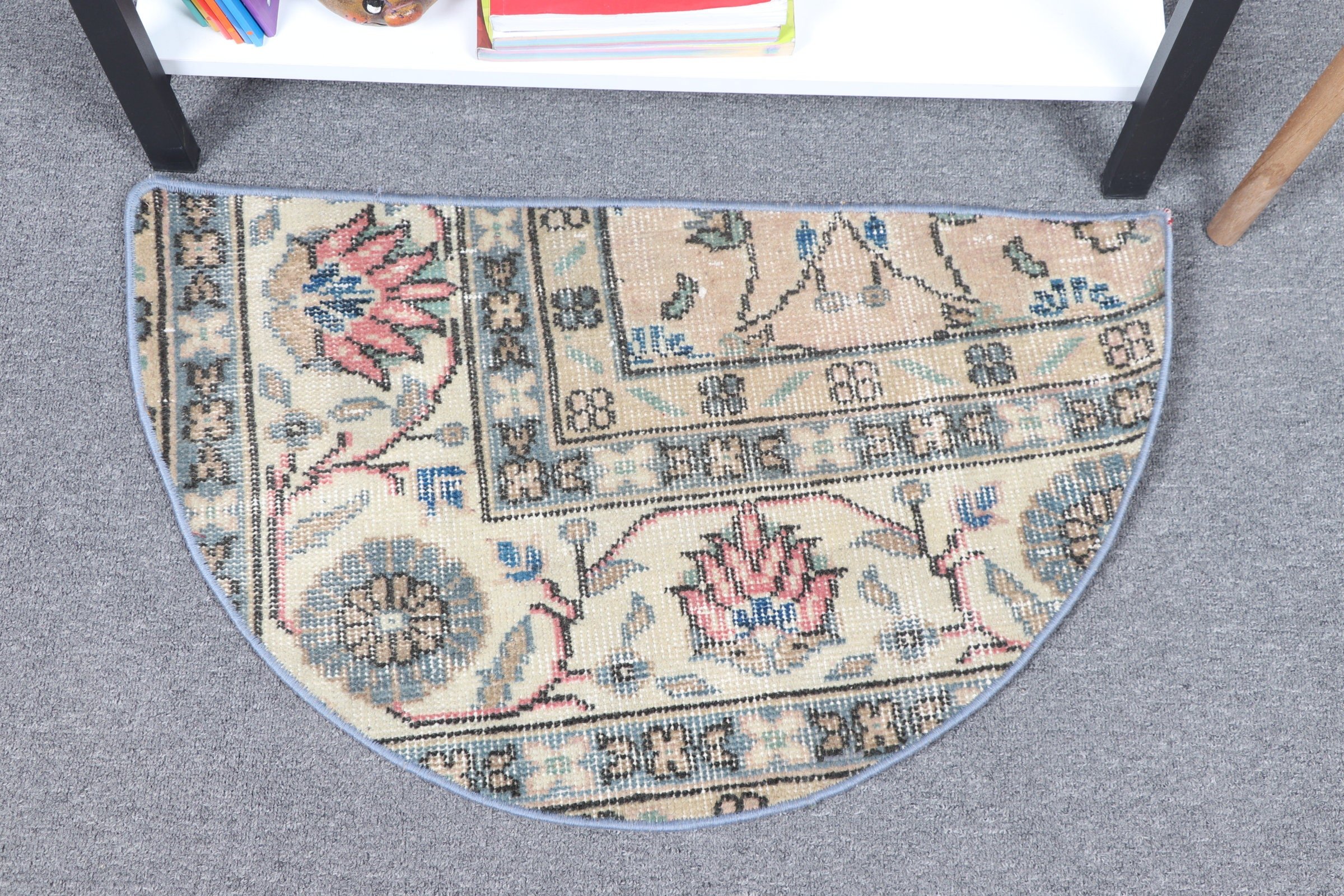 Anadolu Halısı, Bej Antika Halı, Türk Halısı, Mutfak Halısı, Antika Halı, 2.5x1.5 ft Küçük Halı, Vintage Halı, Ofis Halısı, Duvar Asılı Halı