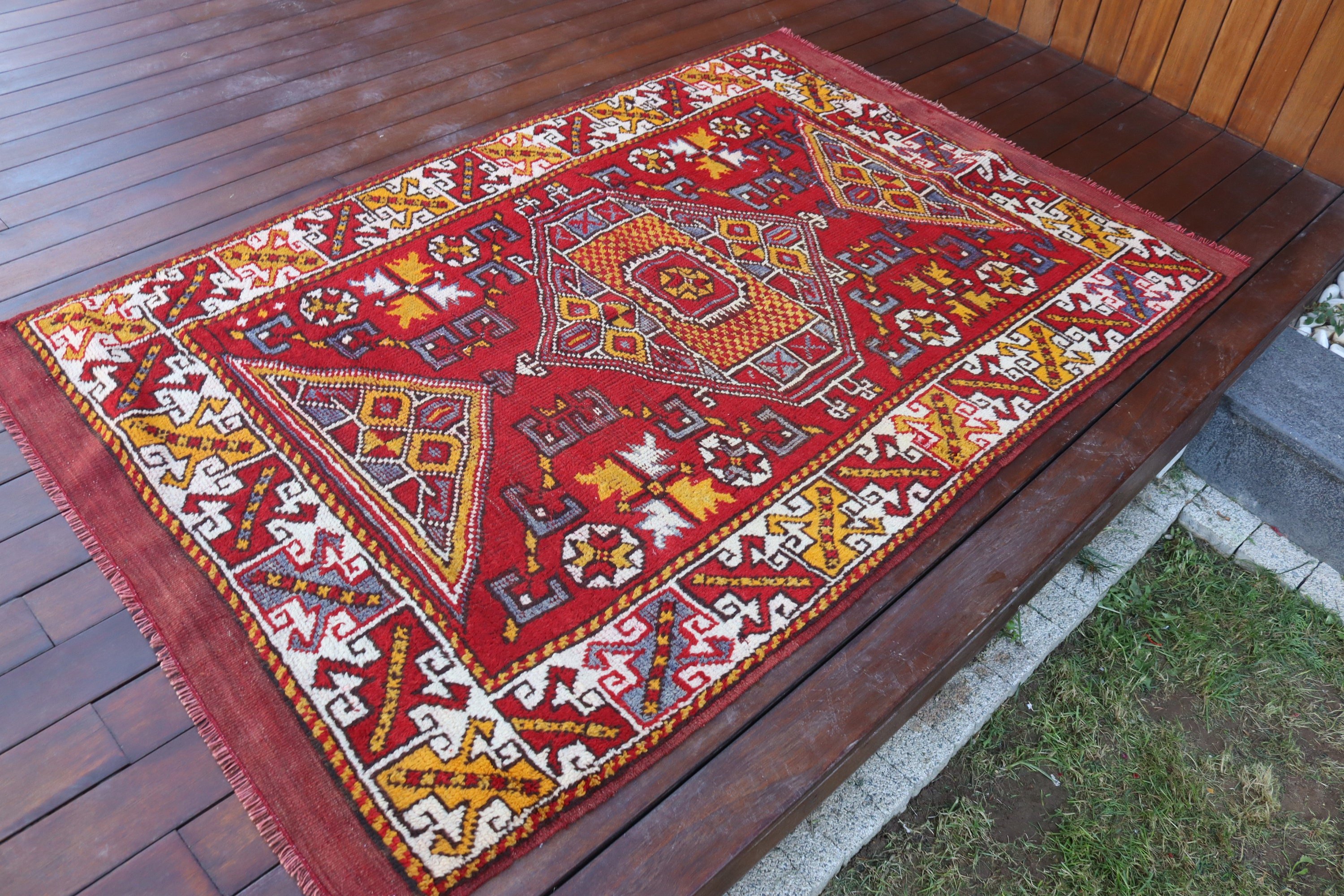 Vintage Halı, Çocuk Halıları, El Dokuma Halı, Oryantal Halılar, Kırmızı Ev Dekorasyonu Halısı, Giriş Halısı, Bohem Halıları, 3.7x5.9 ft Accent Halıları, Türk Halısı