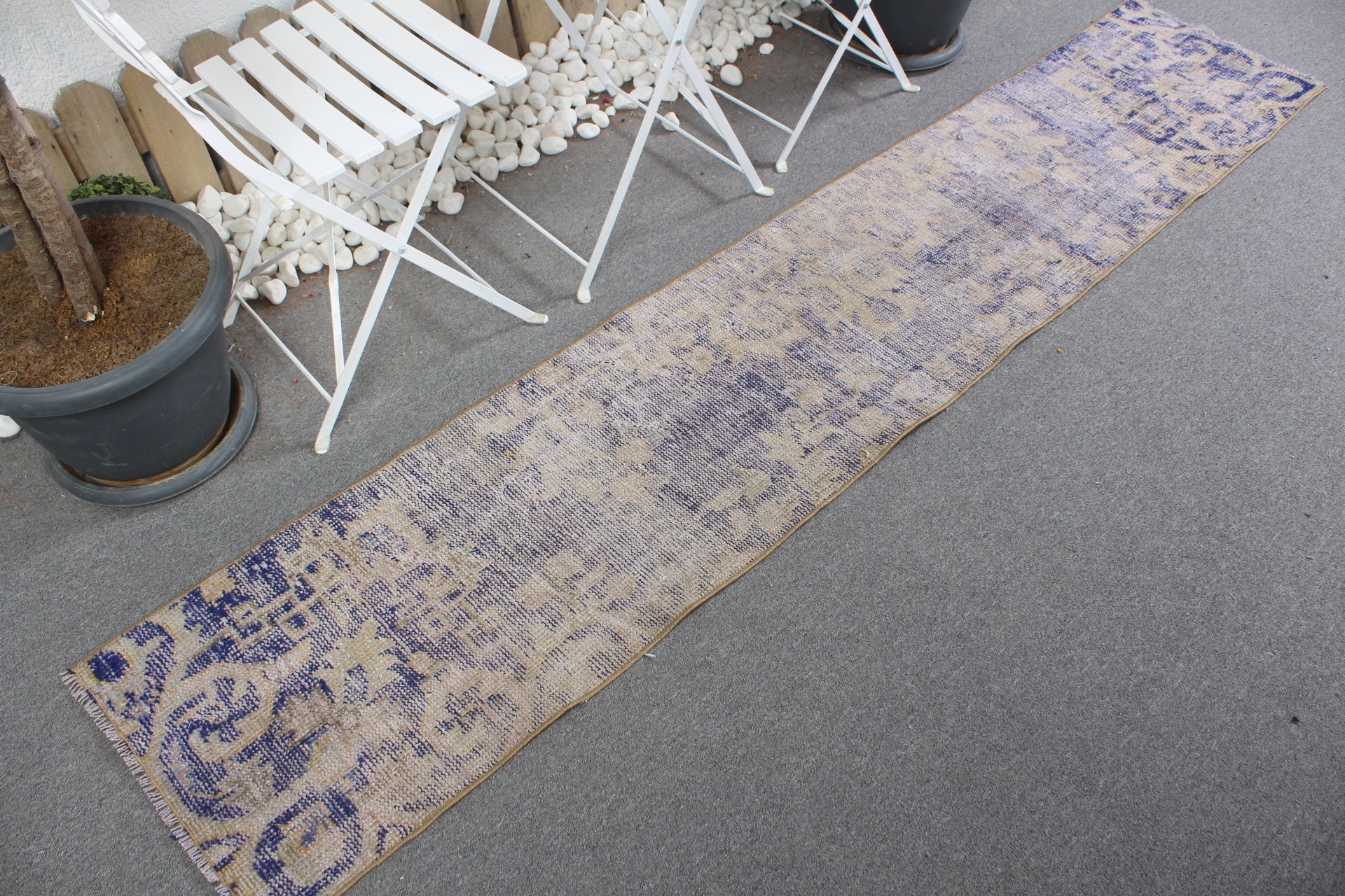 Oushak Rug, Corridor Rug, Vintage Rugs, Organic Rug, Hallway Rugs, Turkish Rug, Blue  1.6x8.5 ft Runner Rug, Moroccan Rugs