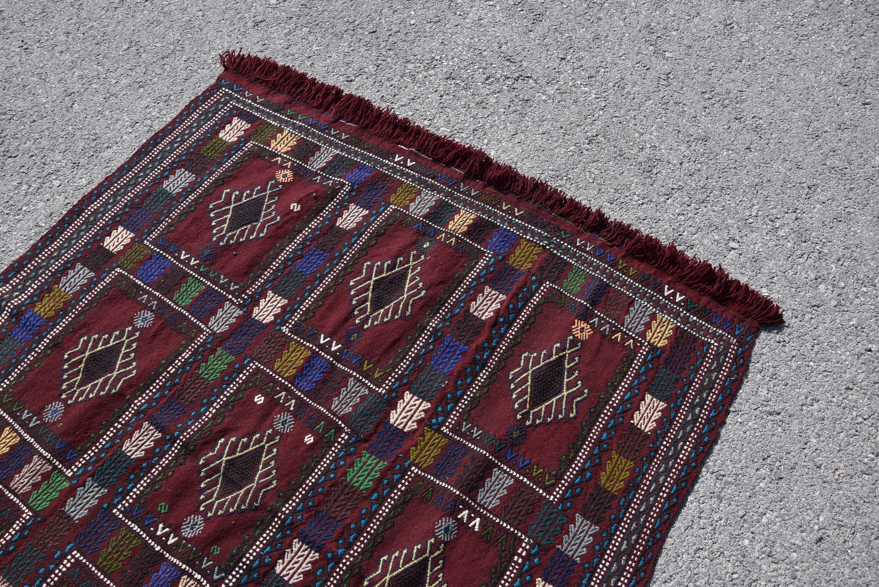 Harika Halılar, Mutfak Halısı, 4.4x5.1 ft Accent Halı, Vintage Halı, Kilim, Çocuk Halısı, Türk Halısı, Yer Halısı, Yün Halılar, Mor Ev Dekorasyonu Halıları