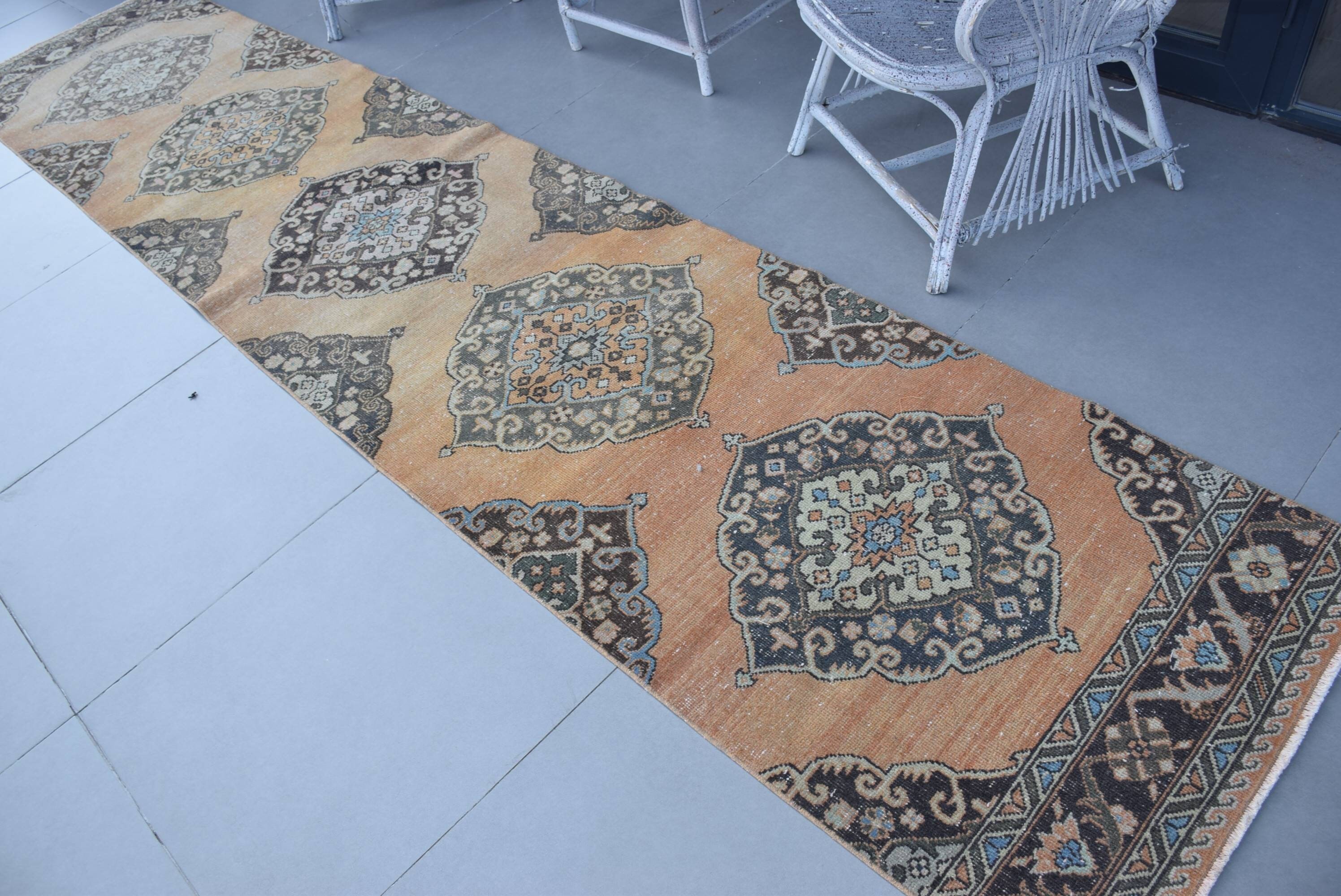 Oriental Rug Runner Rugs, Vintage Rug, Rugs for Runner, Moroccan Rug, Beige Kitchen Rug, Kitchen Rug, Turkish Rug, 2.8x13.2 ft Runner Rugs