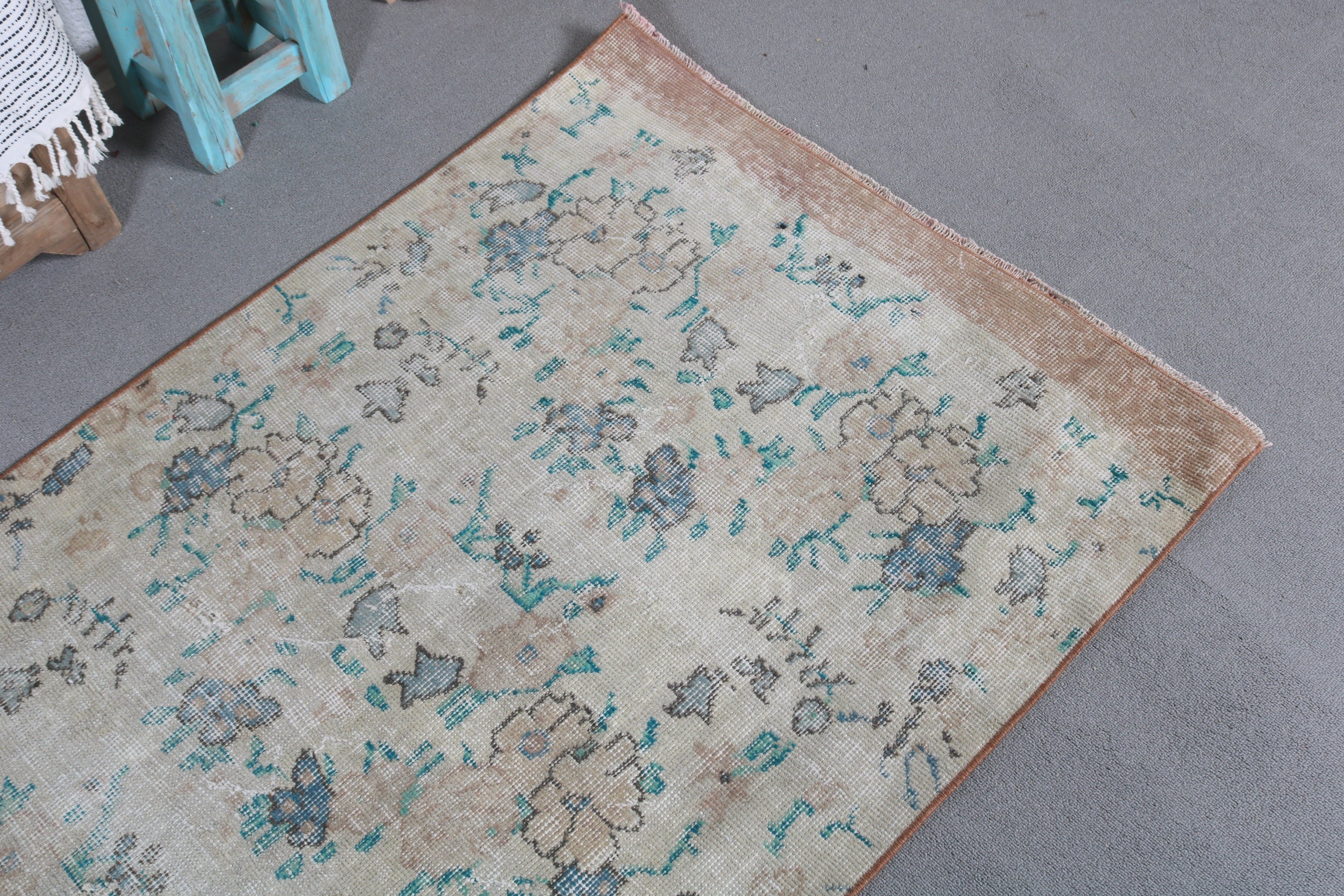 Entry Rug, Oriental Rug, Nursery Rug, Vintage Rug, Turkish Rug, Green Floor Rug, 3x6.8 ft Accent Rugs, Rugs for Entry