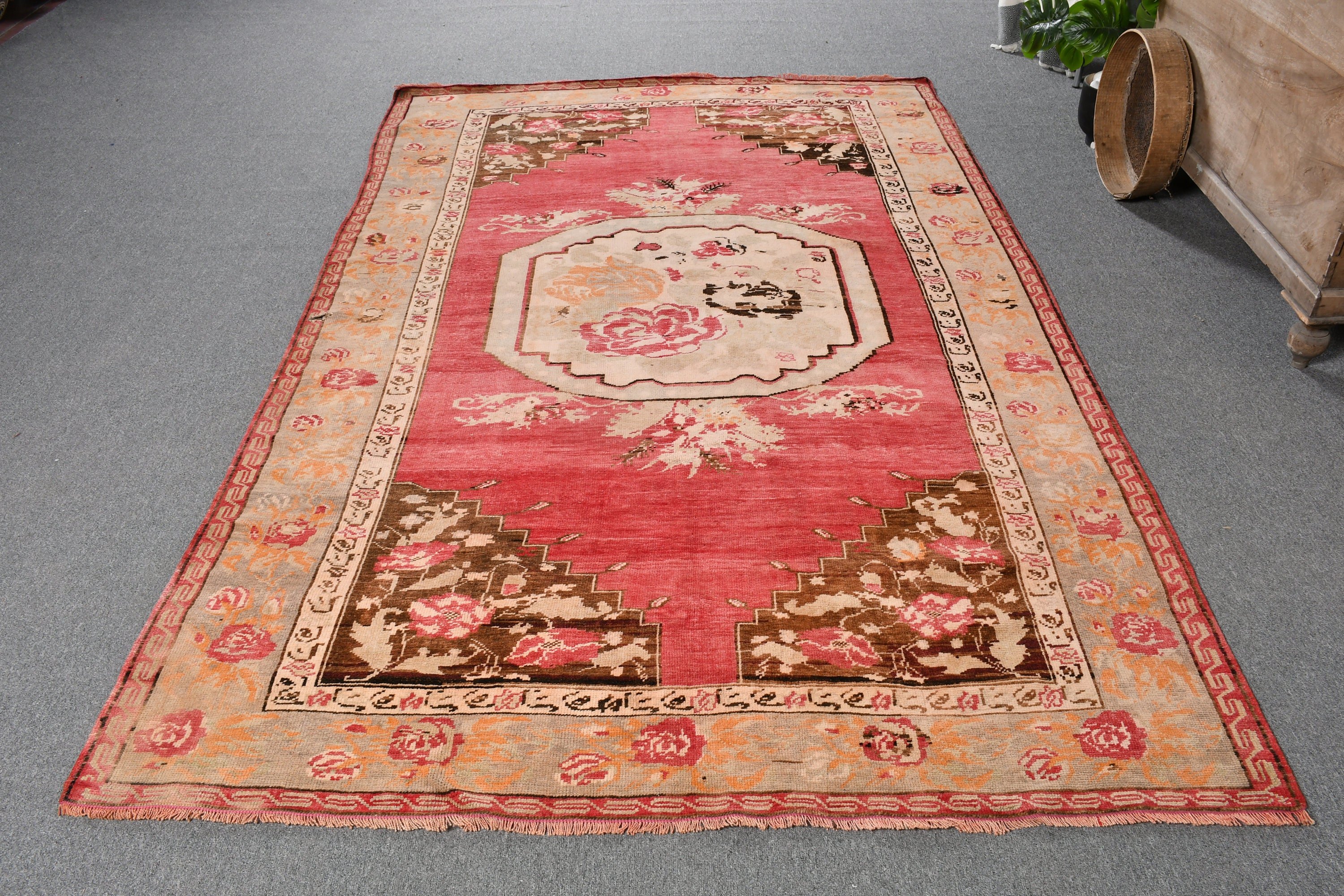 Yemek Odası Halısı, Kırmızı Fas Halısı, Vintage Halılar, Yatak Odası Halıları, Yatak Odası Halısı, Antika Halı, 5.2x8.2 ft Büyük Halı, Türk Halıları, Kabile Halısı