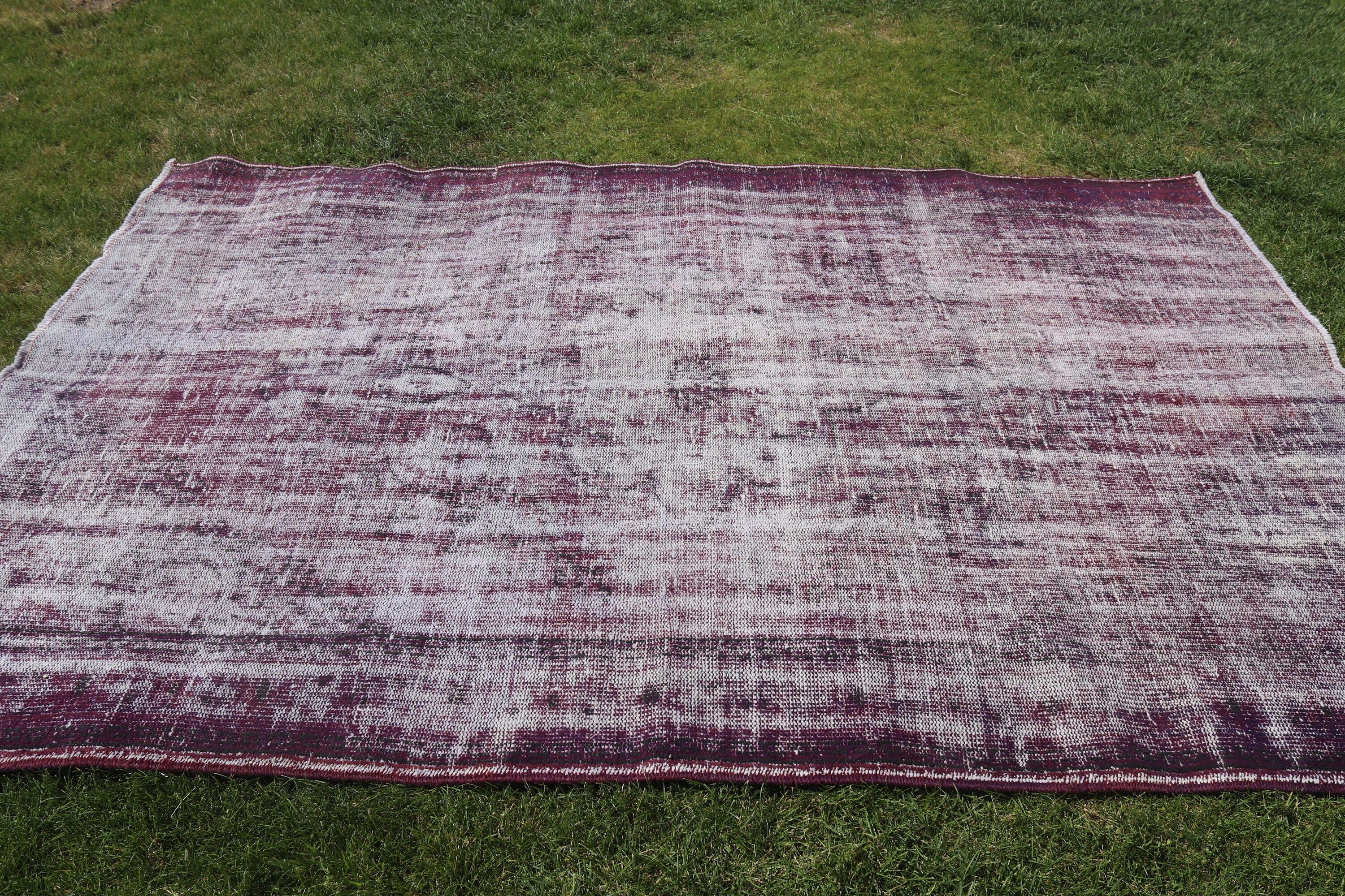 Flatweave Rugs, Vintage Rug, Purple Handwoven Rugs, Large Oushak Rug, Turkish Rugs, Antique Rug, 5.9x8.7 ft Large Rugs, Large Vintage Rug