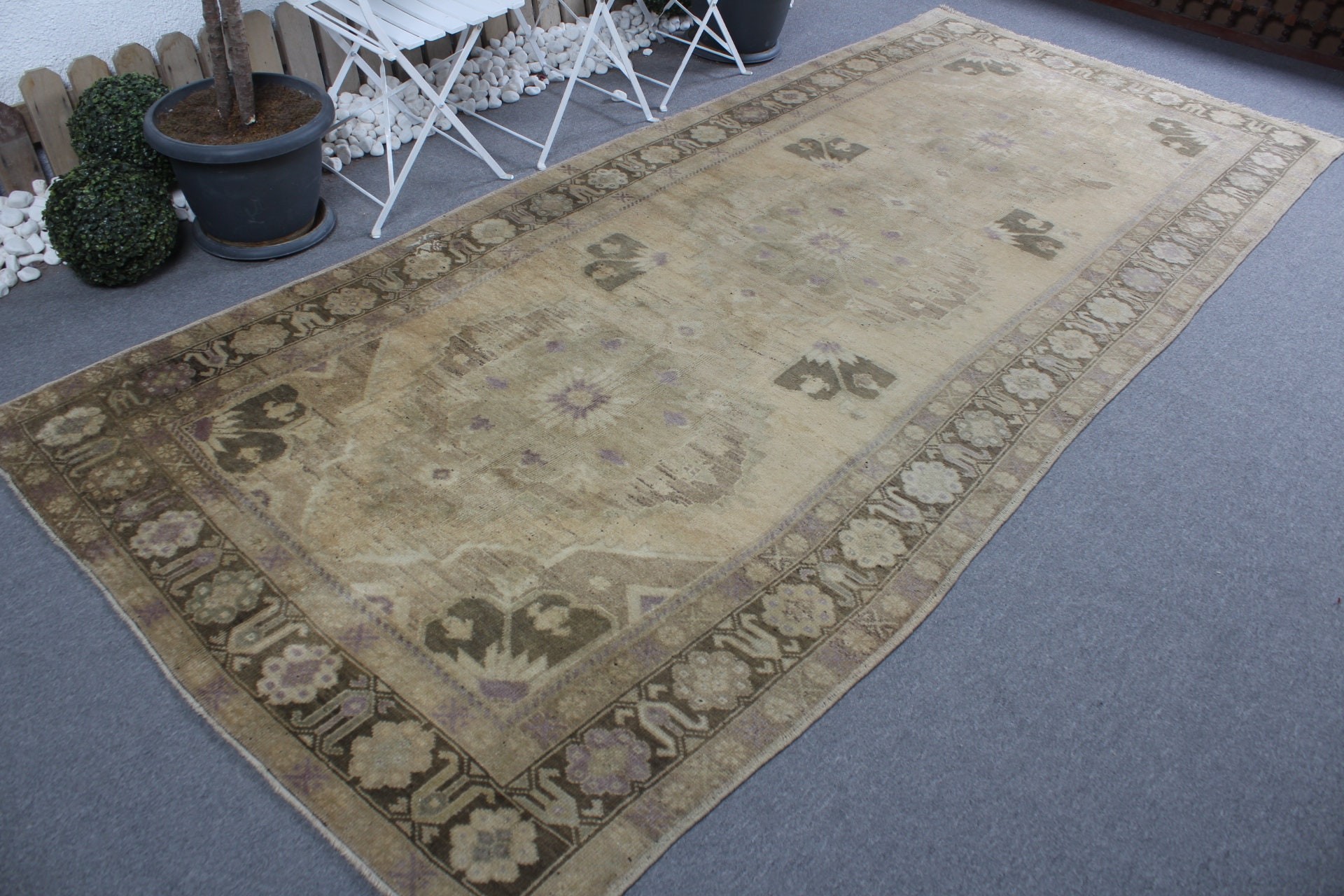 Vintage Rugs, Dorm Rug, Oushak Rugs, Beige  4.9x11.6 ft Large Rugs, Turkish Rug, Bedroom Rug, Oriental Rug, Living Room Rugs