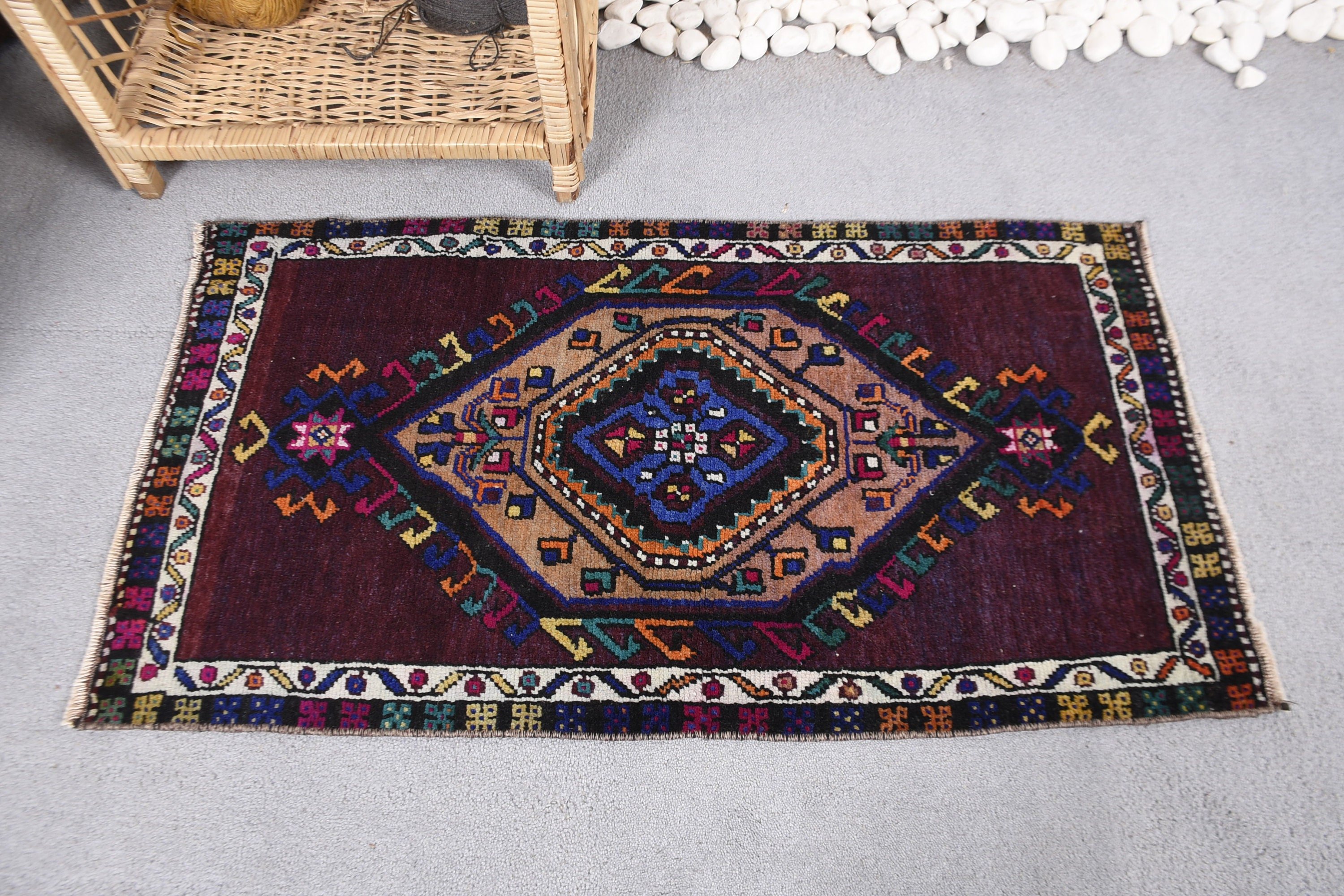 Small Area Rugs, Modern Rugs, Exotic Rugs, Turkish Rugs, Entry Rugs, Vintage Rugs, Cool Rugs, 1.8x3.2 ft Small Rugs, Purple Home Decor Rugs