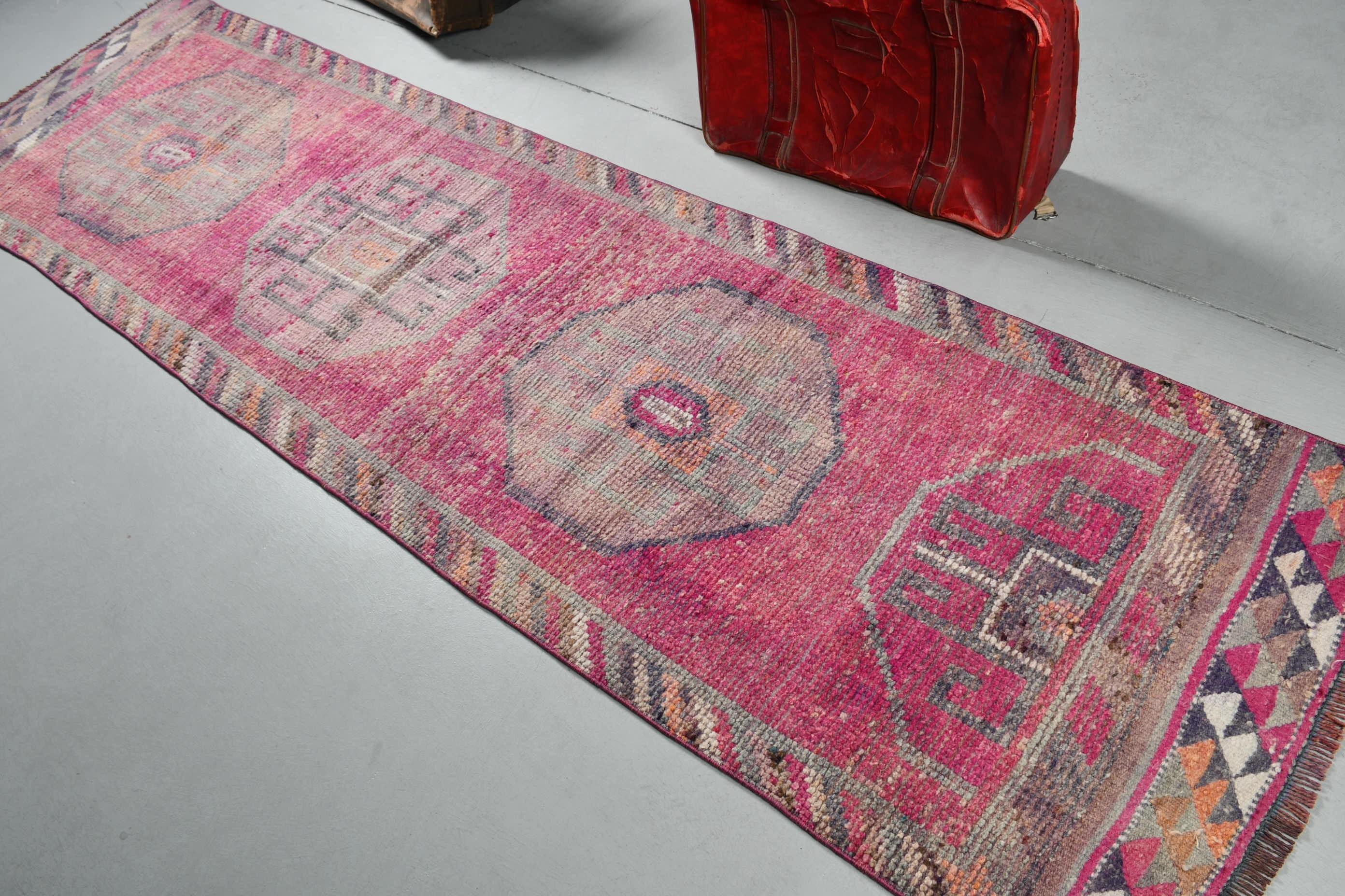 Mutfak Halısı, Yatak Odası Halısı, Türk Halıları, Vintage Halılar, Koridor Halıları, 2,7x10,2 ft Runner Halısı, Oushak Halısı, Koridor Halısı, Pembe Fas Halısı