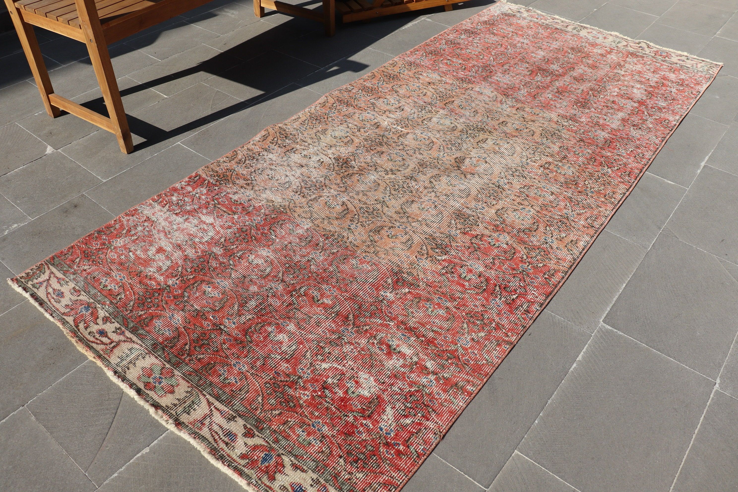 Living Room Rug, Home Decor Rug, Bright Rug, 3.8x8.9 ft Area Rugs, Vintage Rugs, Indoor Rug, Orange Antique Rug, Turkish Rug