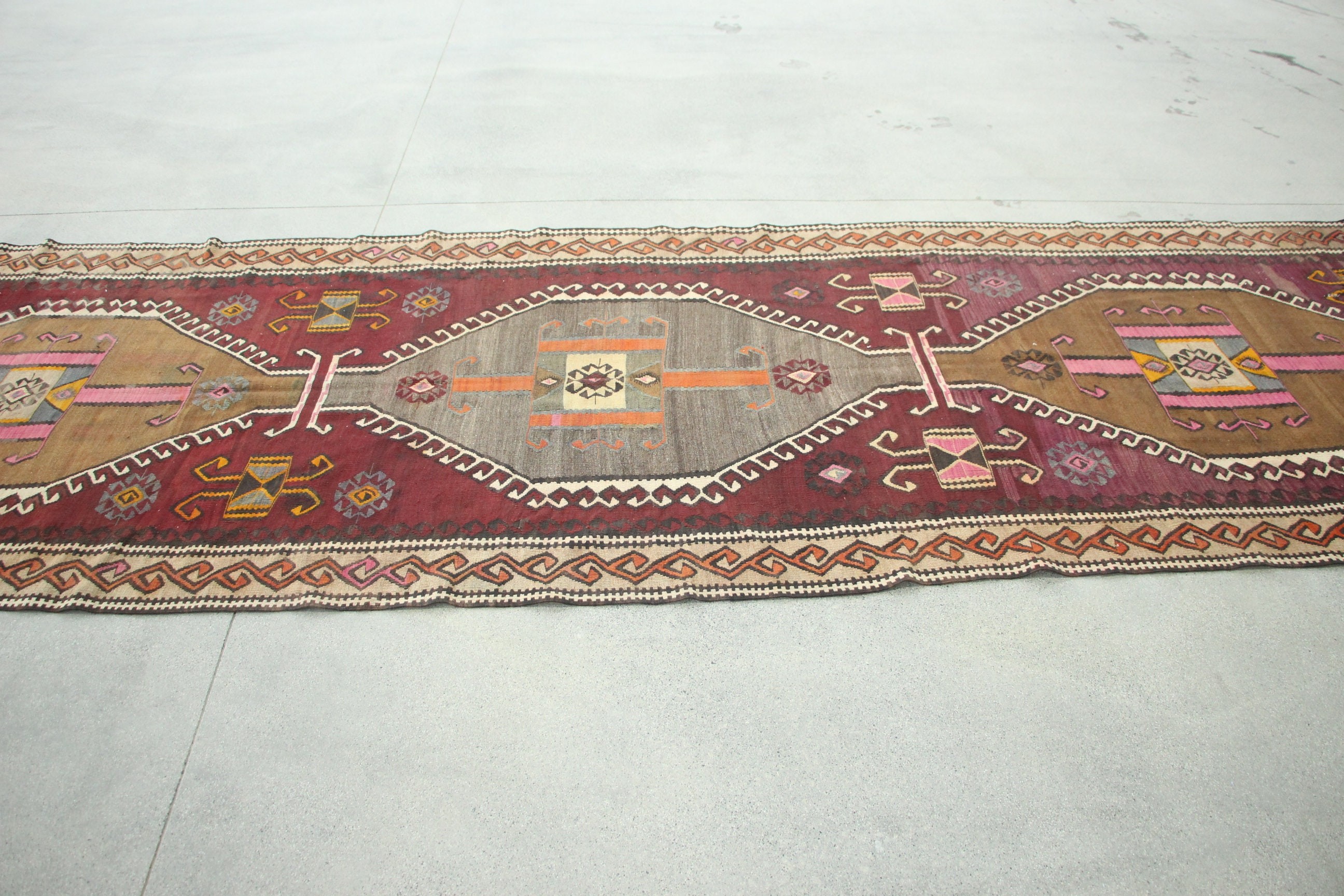 Koridor Halısı, Vintage Halı, Gökkuşağı Ev Dekor Halısı, Türk Halıları, Yer Halıları, Kilim, Koridor Halısı, 4.5x14.3 ft Runner Halıları, Ev Dekor Halısı