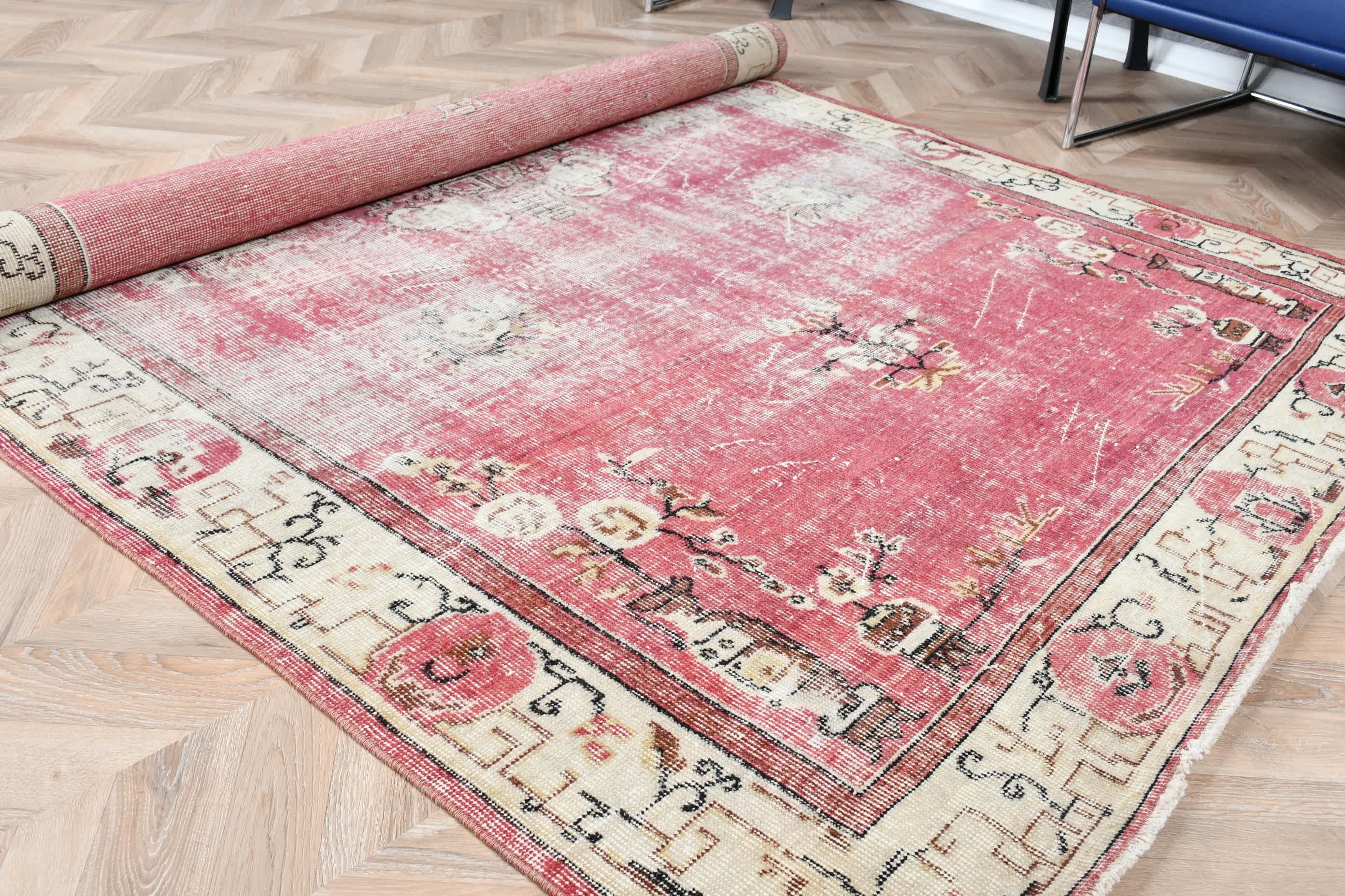 Wool Rugs, Vintage Rug, Living Room Rug, Dining Room Rug, Oriental Rug, Red Antique Rugs, Old Rug, 5.8x9.2 ft Large Rug, Turkish Rug