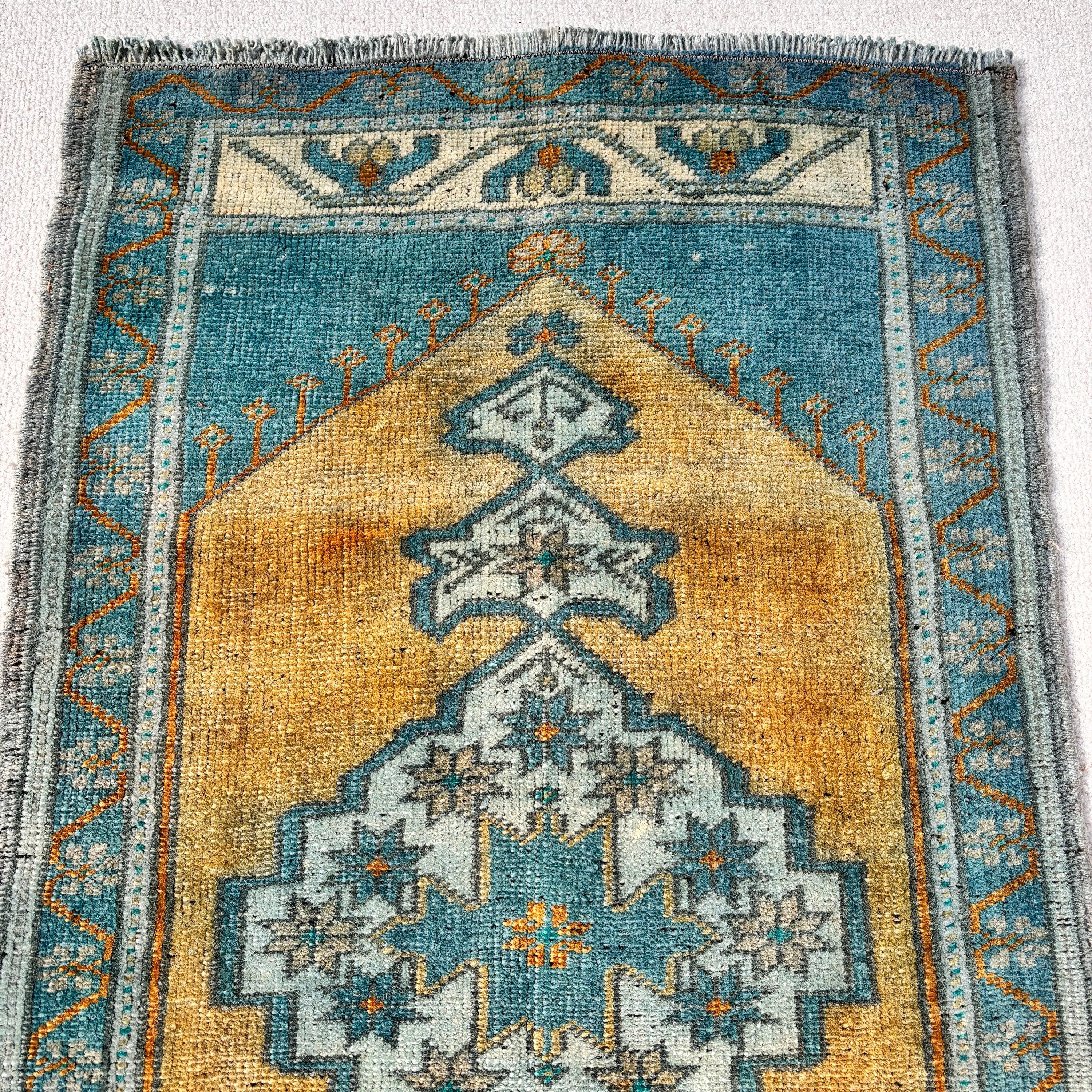 Giriş Halıları, Paspas Halısı, Vintage Halı, Düz Dokuma Halılar, Anadolu Halısı, Boho Halıları, 1.7x3.1 ft Küçük Halılar, Türk Halıları, Yeşil Antika Halı