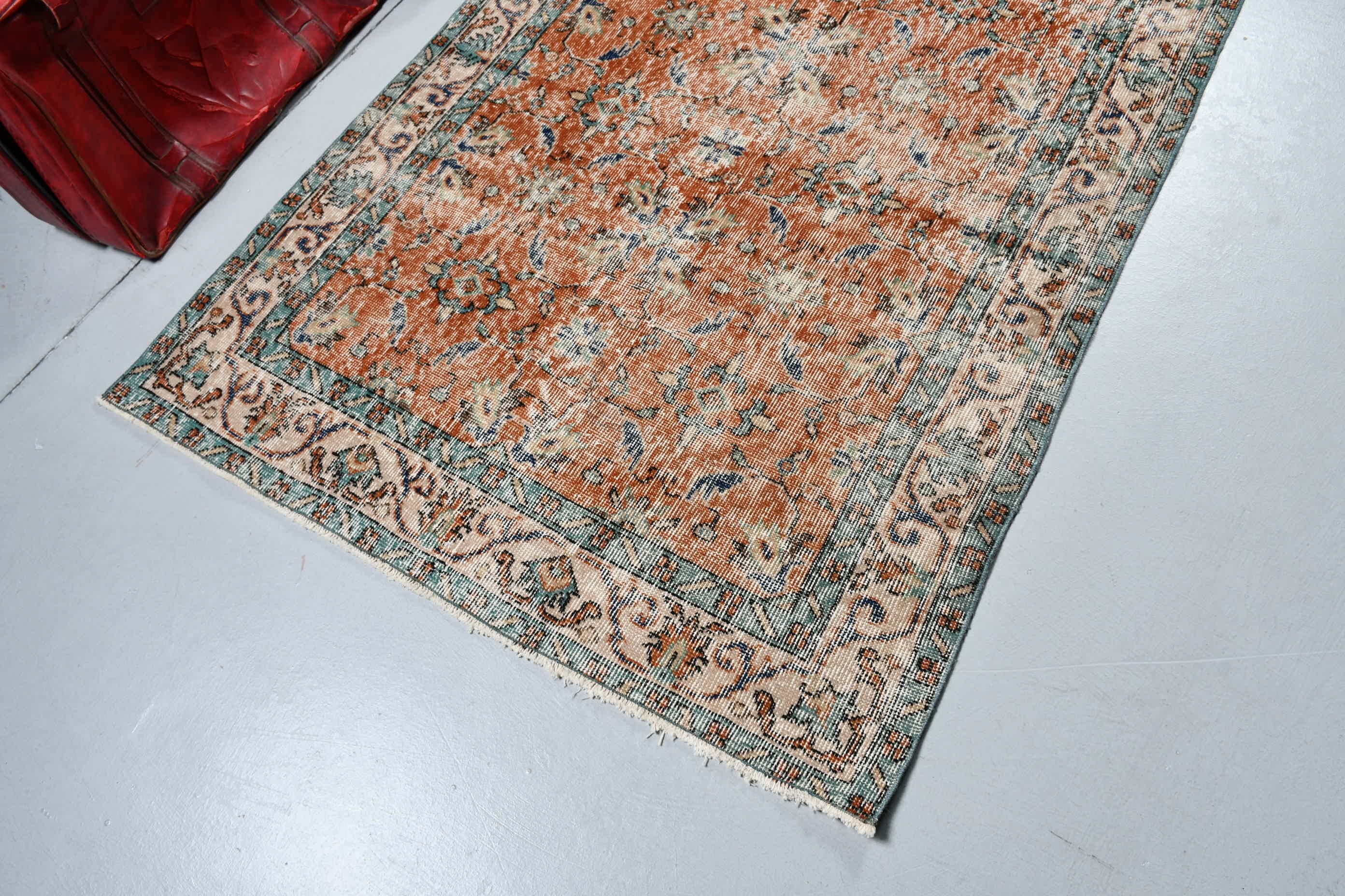 Kitchen Rugs, Orange Moroccan Rug, Dining Room Rugs, Turkish Rug, Anatolian Rug, 3.7x6.6 ft Area Rug, Retro Rug, Nursery Rugs, Vintage Rug