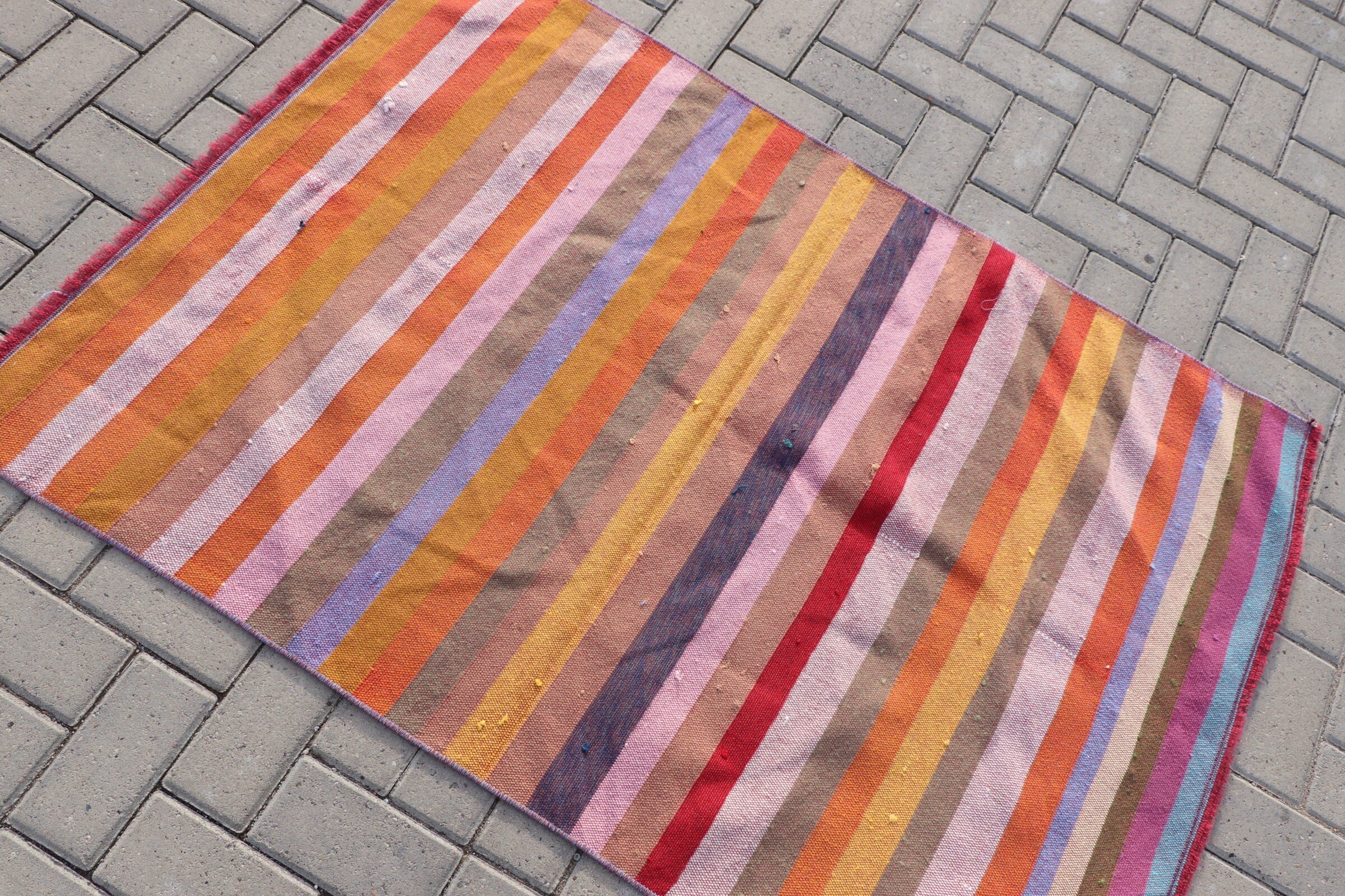 Nursery Rug, Nomadic Rug, Rainbow Cool Rug, Floor Rug, Antique Rugs, Kilim, 3.2x4.7 ft Accent Rug, Vintage Rug, Entry Rug, Turkish Rug